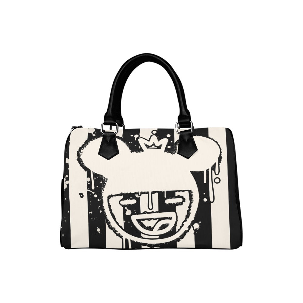 Vauje Black and Cream Striped Rockstar Graffiti Handbag image 1