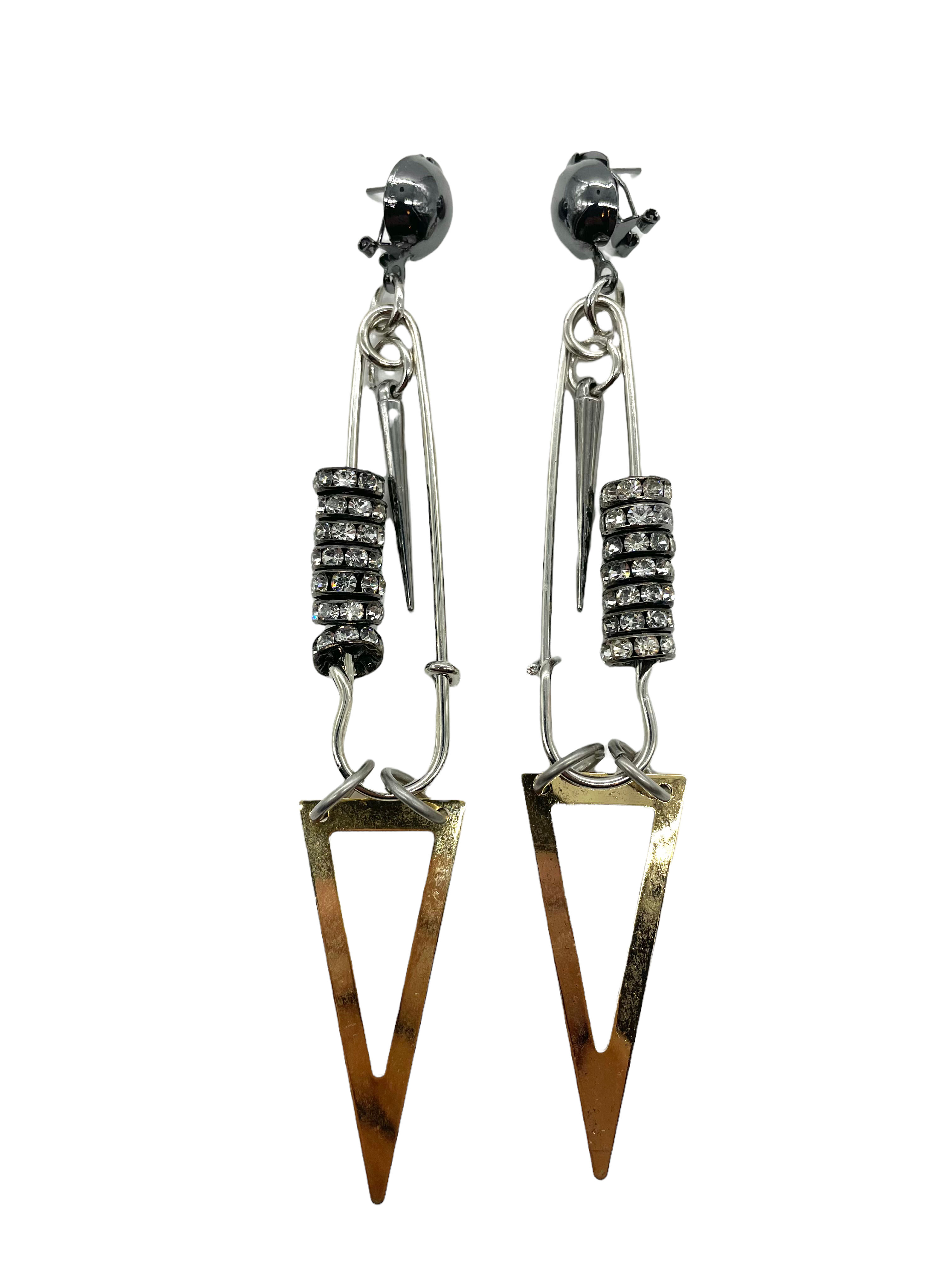 Safety Pin Triangle Earrings image 0
