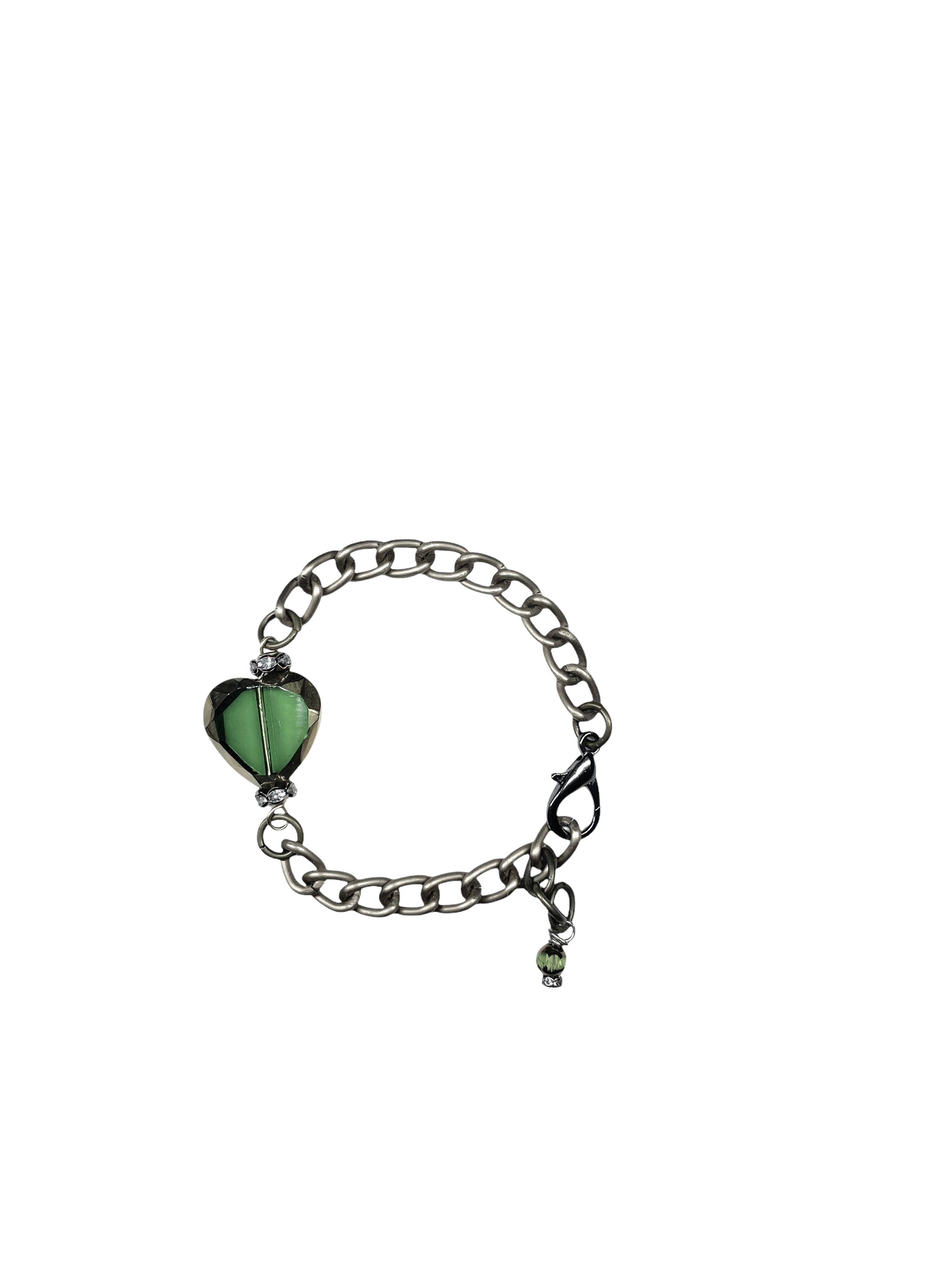 Gold and Green Heart Bracelet image 0