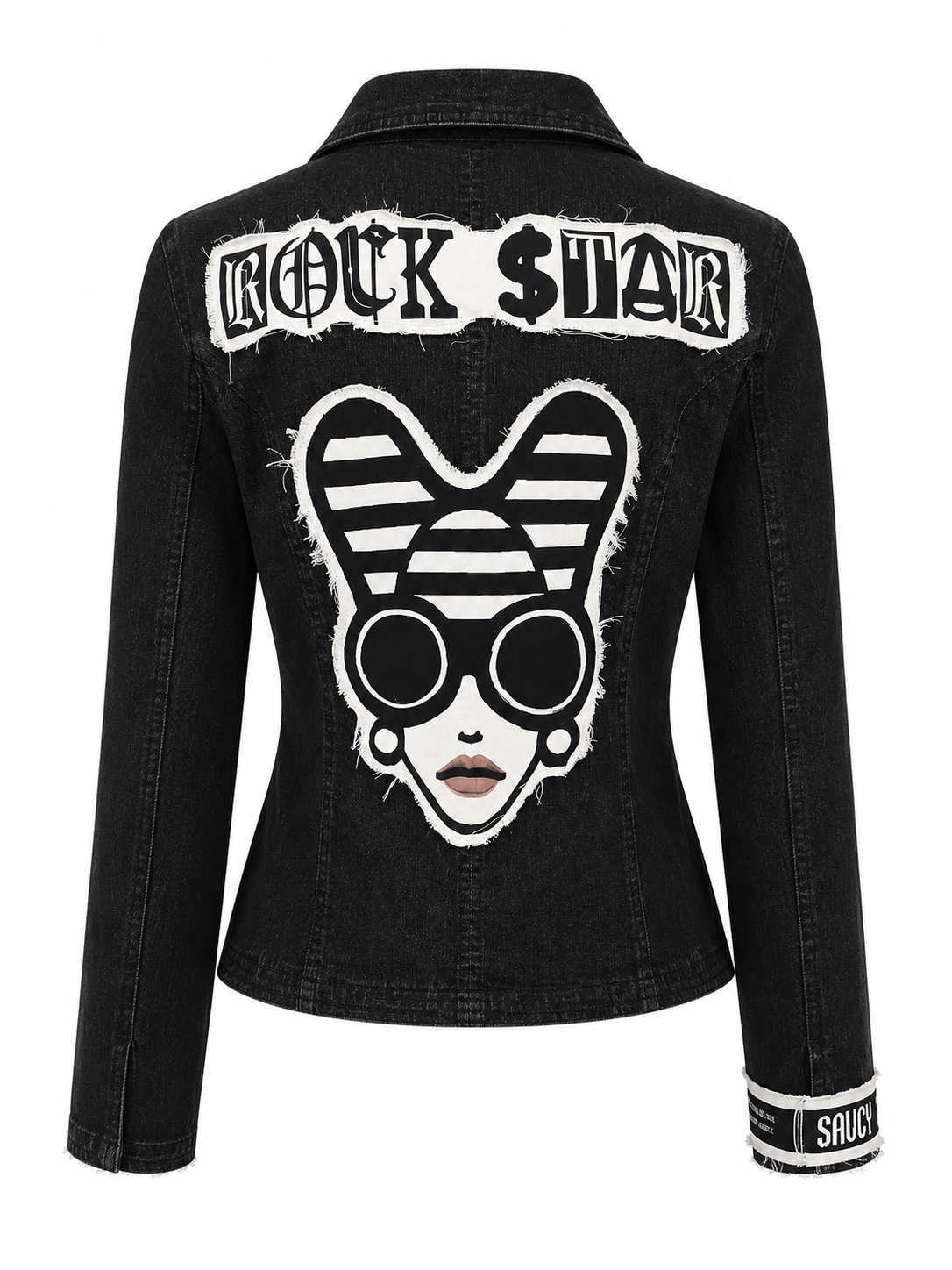 Rock Star Upcycled Cameo Denim Blazer