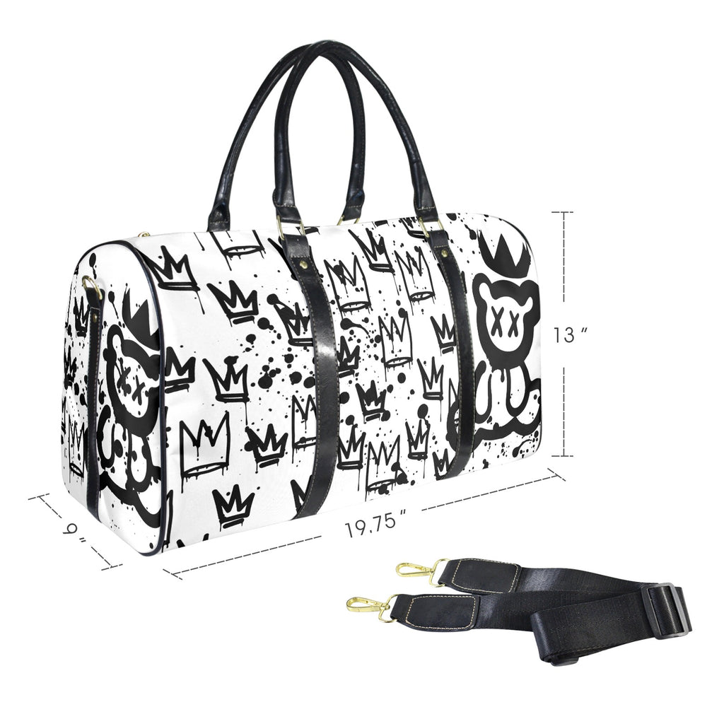 Black and White Crown Bear Duffle Travel Bag image 1