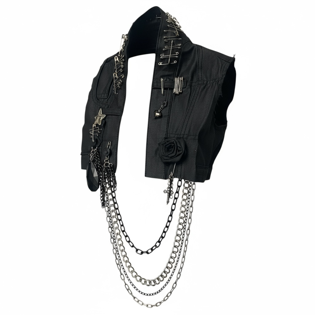 Upcycled Faux Wax-Denim Statement Necklace image 4