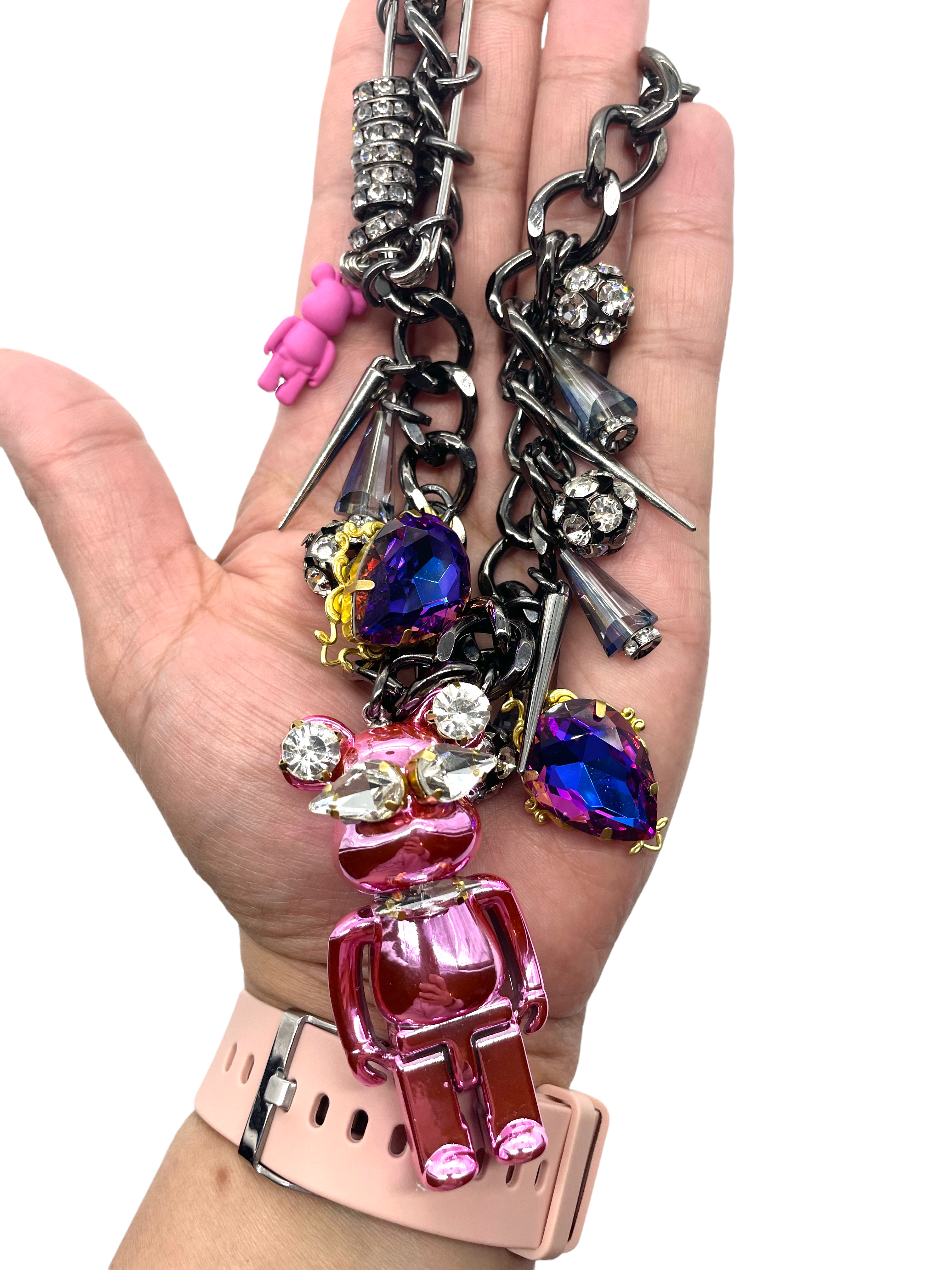 Pink Chrome Bear Necklace image 1