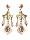 Pink Glass Drop Bee Earrings image 0