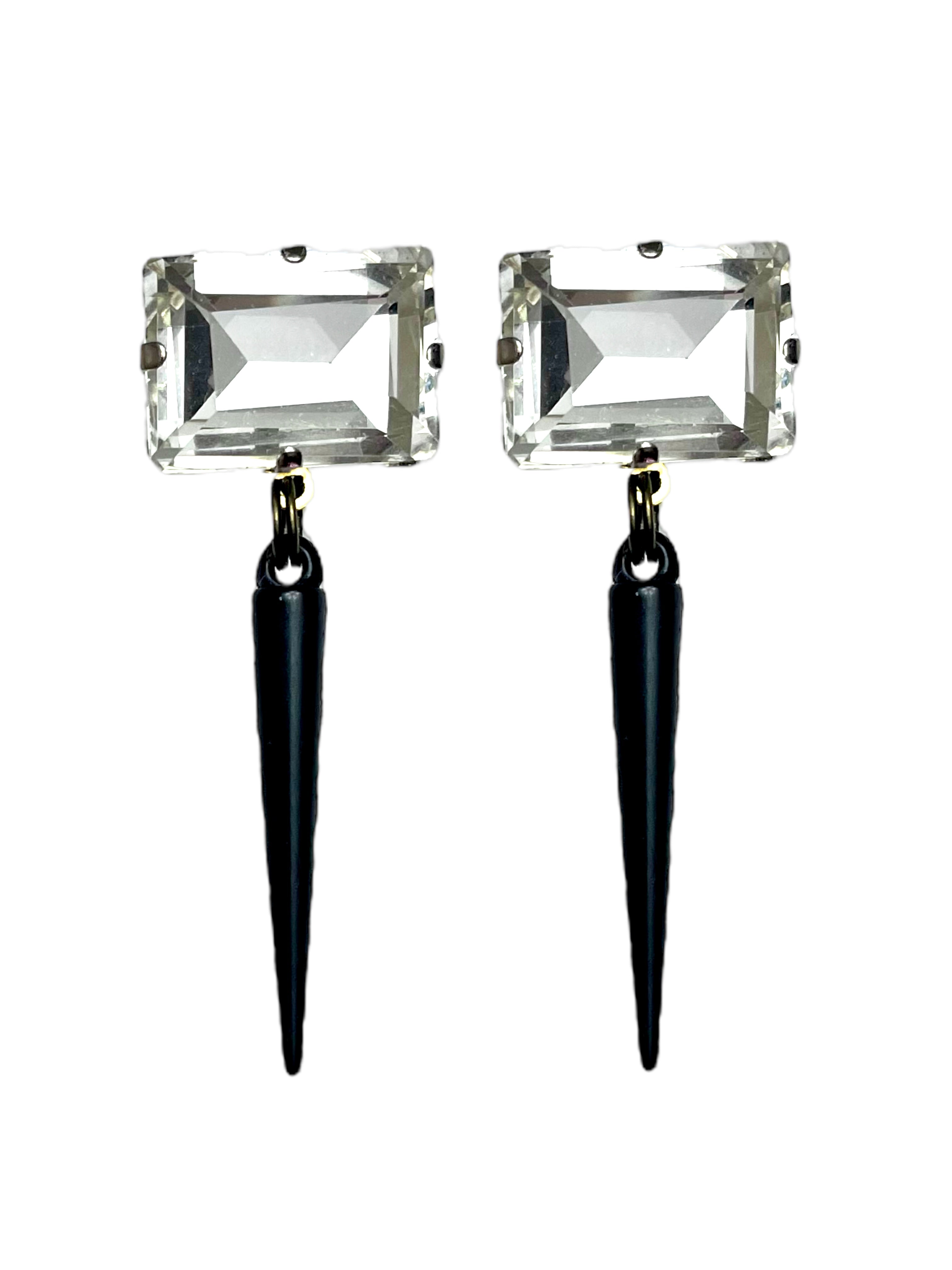 Rhinestone Stud Spiked Earrings image 0