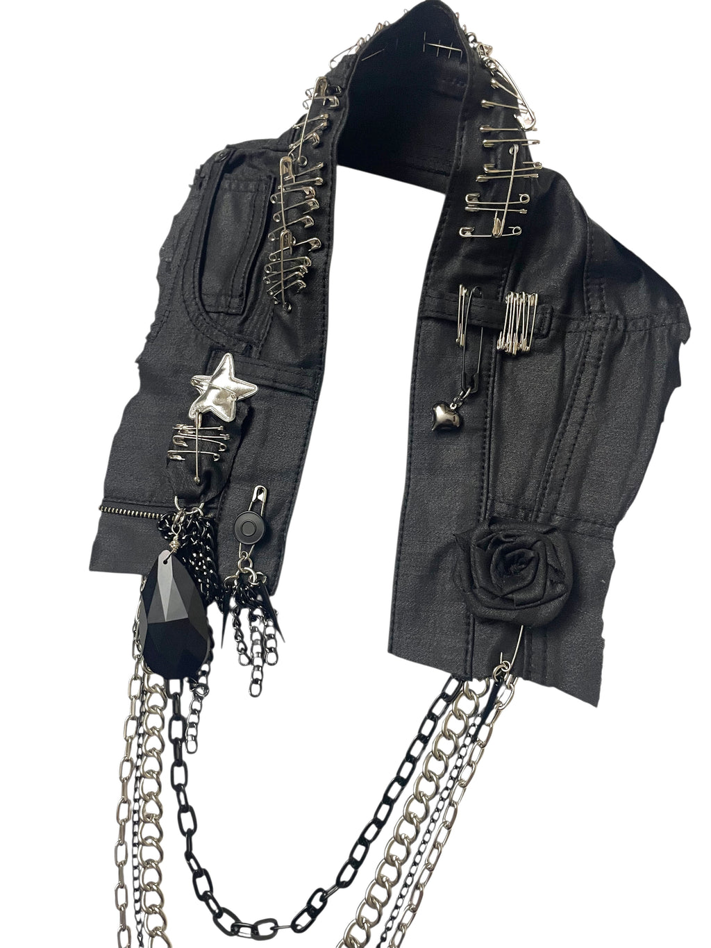 Upcycled Faux Wax-Denim Statement Necklace image 2