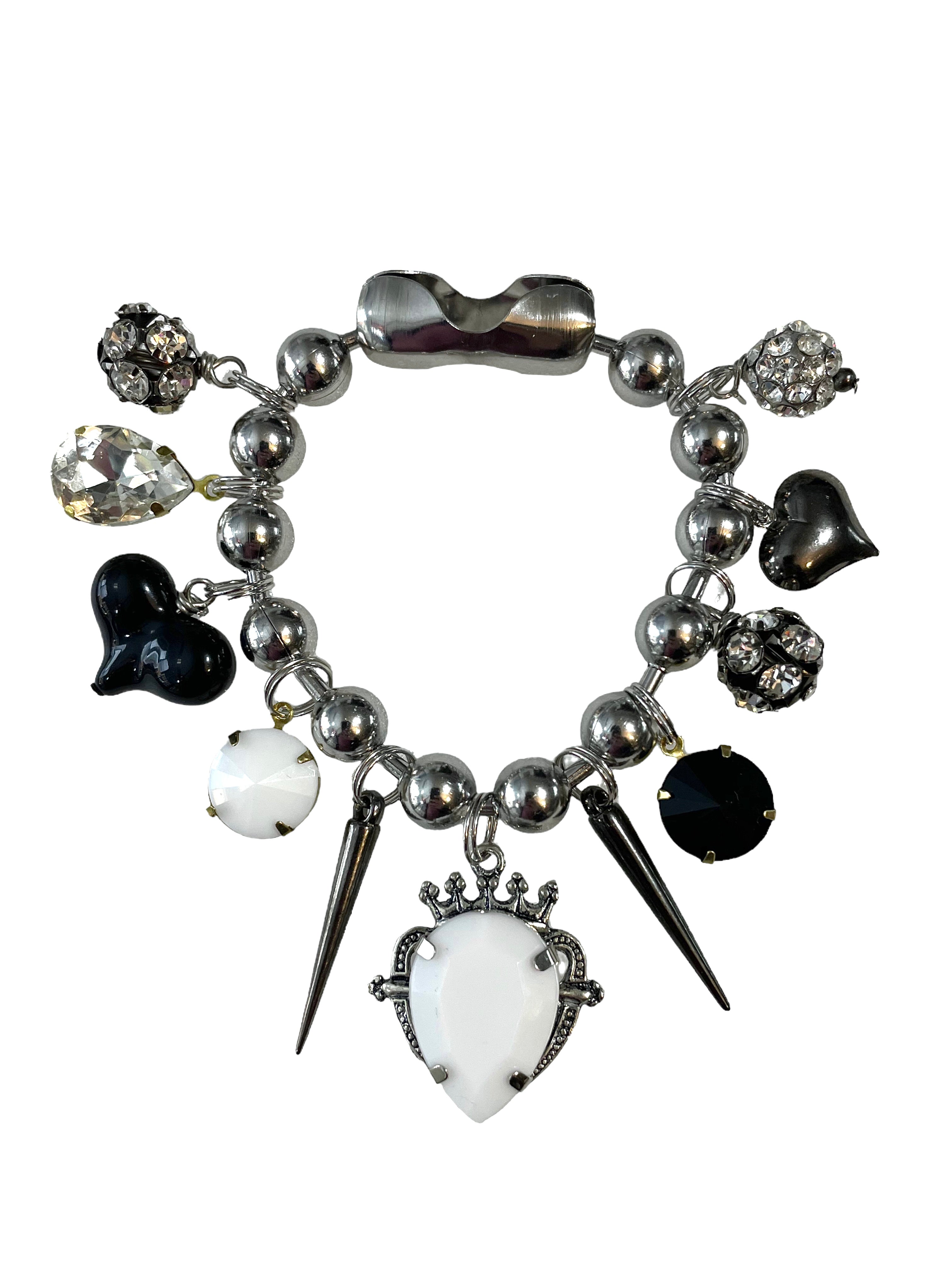Whit and Black Large Thick Ball Chain  Bracelet image 0