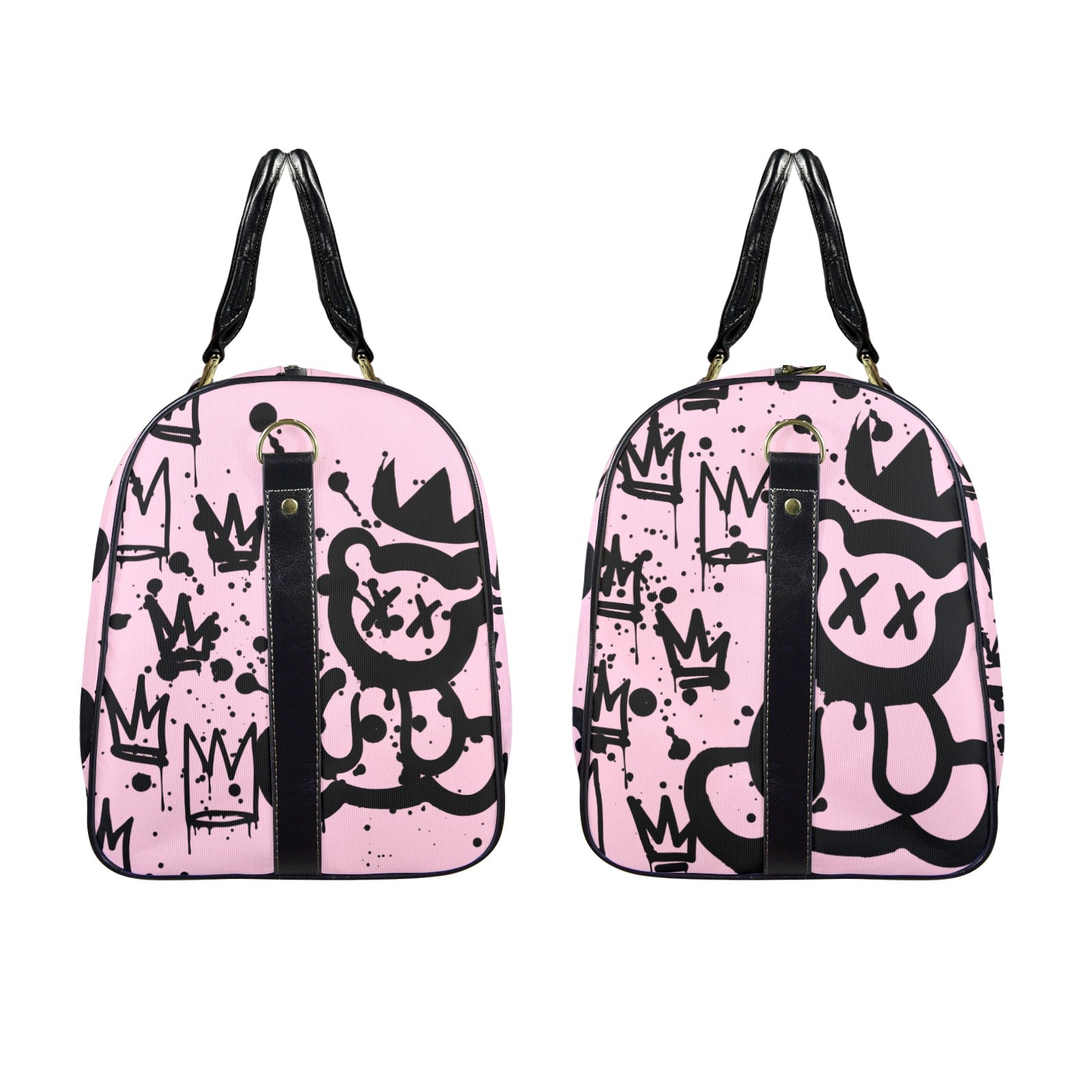 Pink and Black Crown Bear Duffle Travel Bag image 1