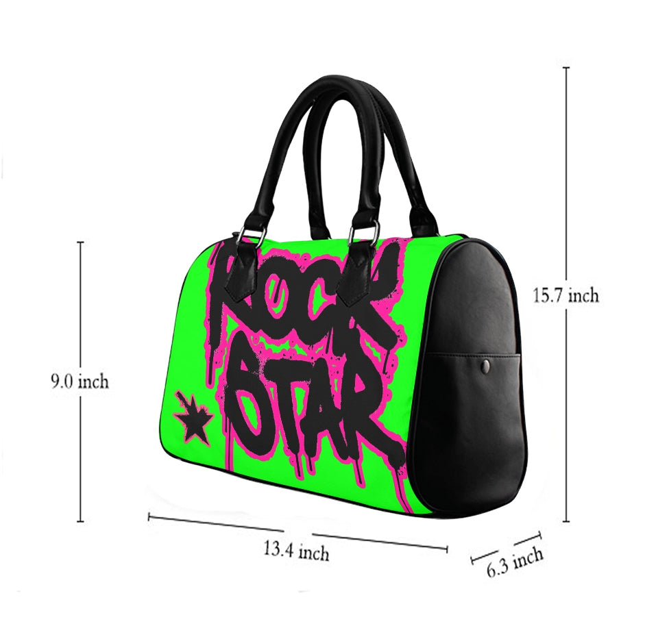 Vauje Neon Green and Pink Rockstar Graffiti Handbag image 2