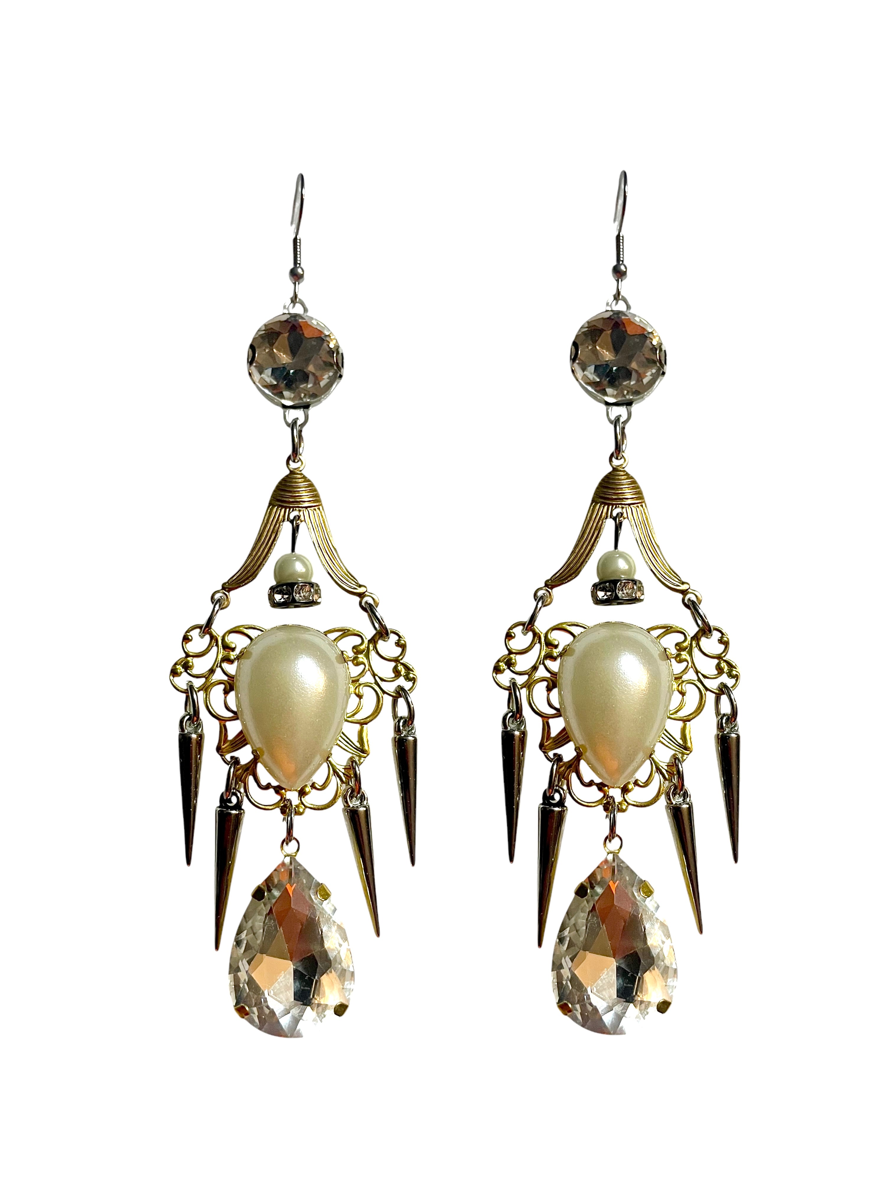 Faux Pearl Chandelier Earrings Elegant and edgy image 0
