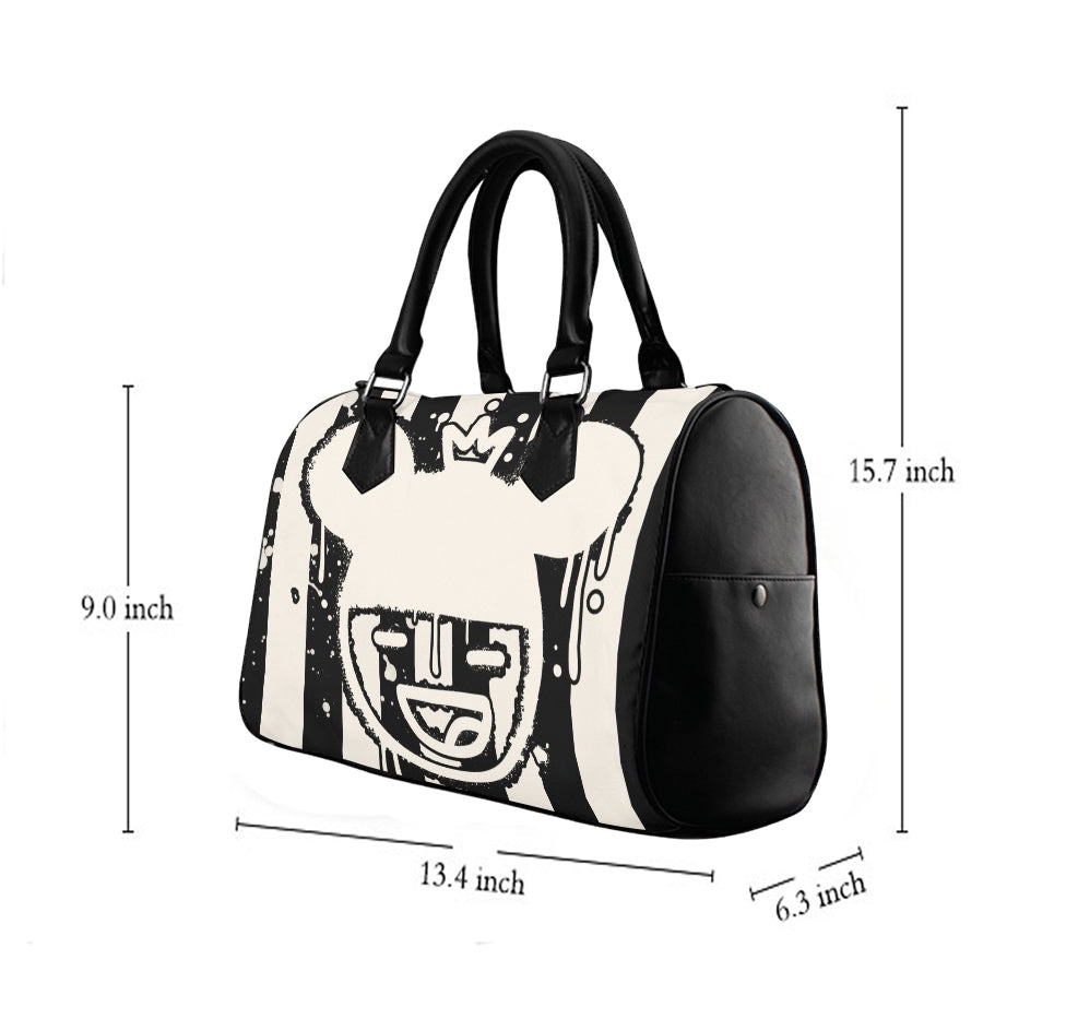 Vauje Black and Cream Striped Rockstar Graffiti Handbag image 2