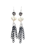 Faux Pearl Heart Chain Earrings image 0