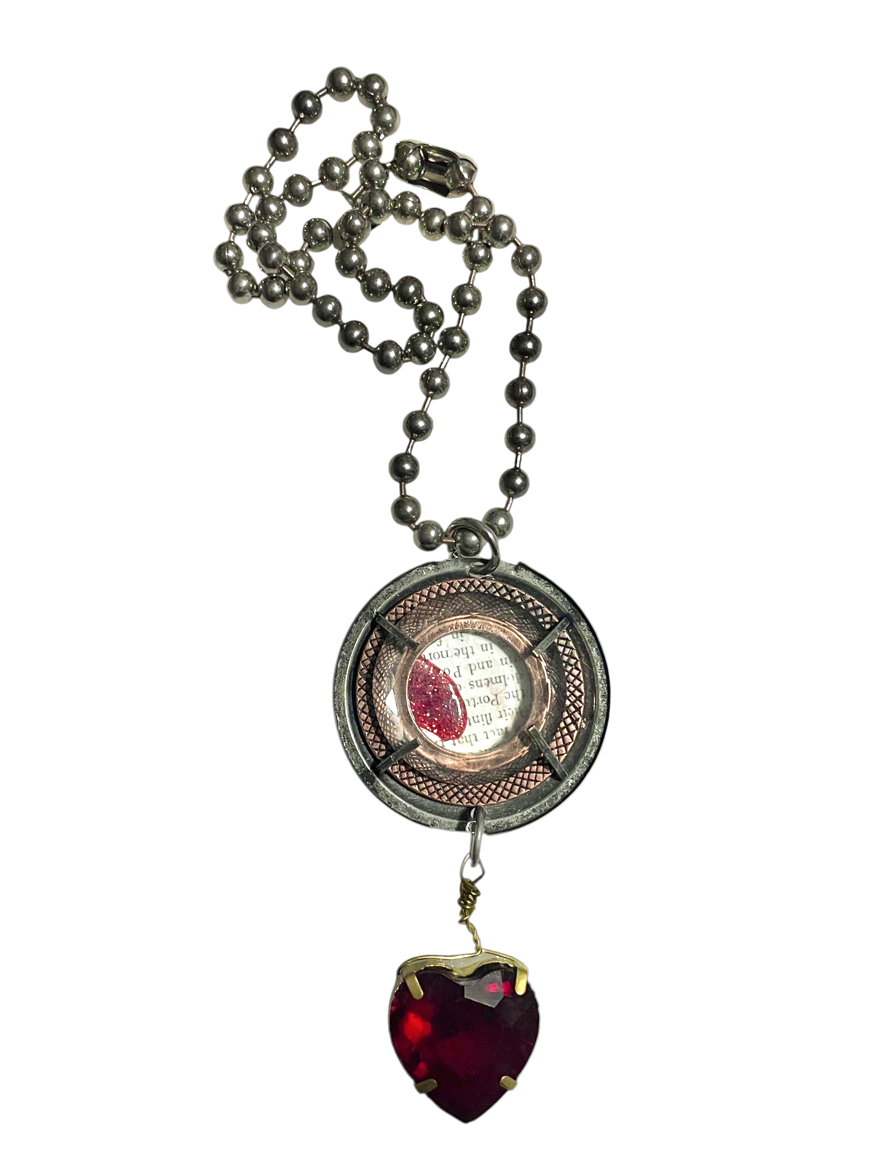 Ball Chain Red Heart Necklace image 0