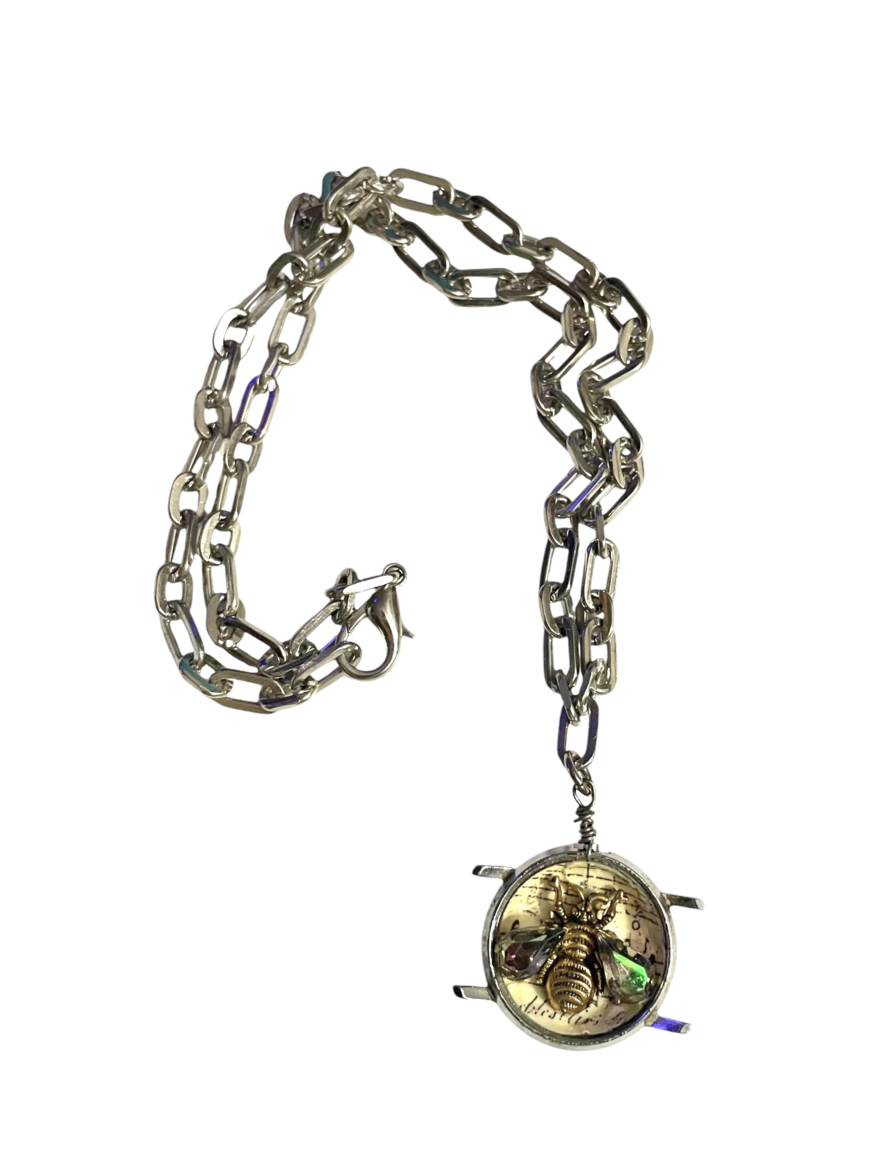 Vintage Watch Case Bee Necklace image 0