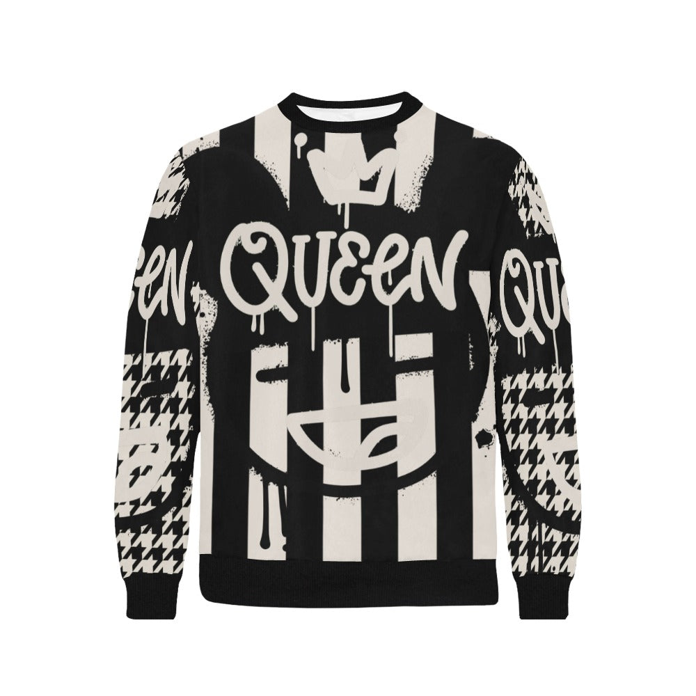 Vauje Black and Cream Queen Striped  Sweatshirt Houndstooth image 0