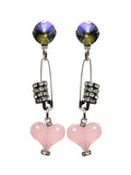 Light Pink Heart Safety Pin Earrings image 0