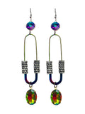 Rainbow Iridescent Safety Pin Earrings image 0