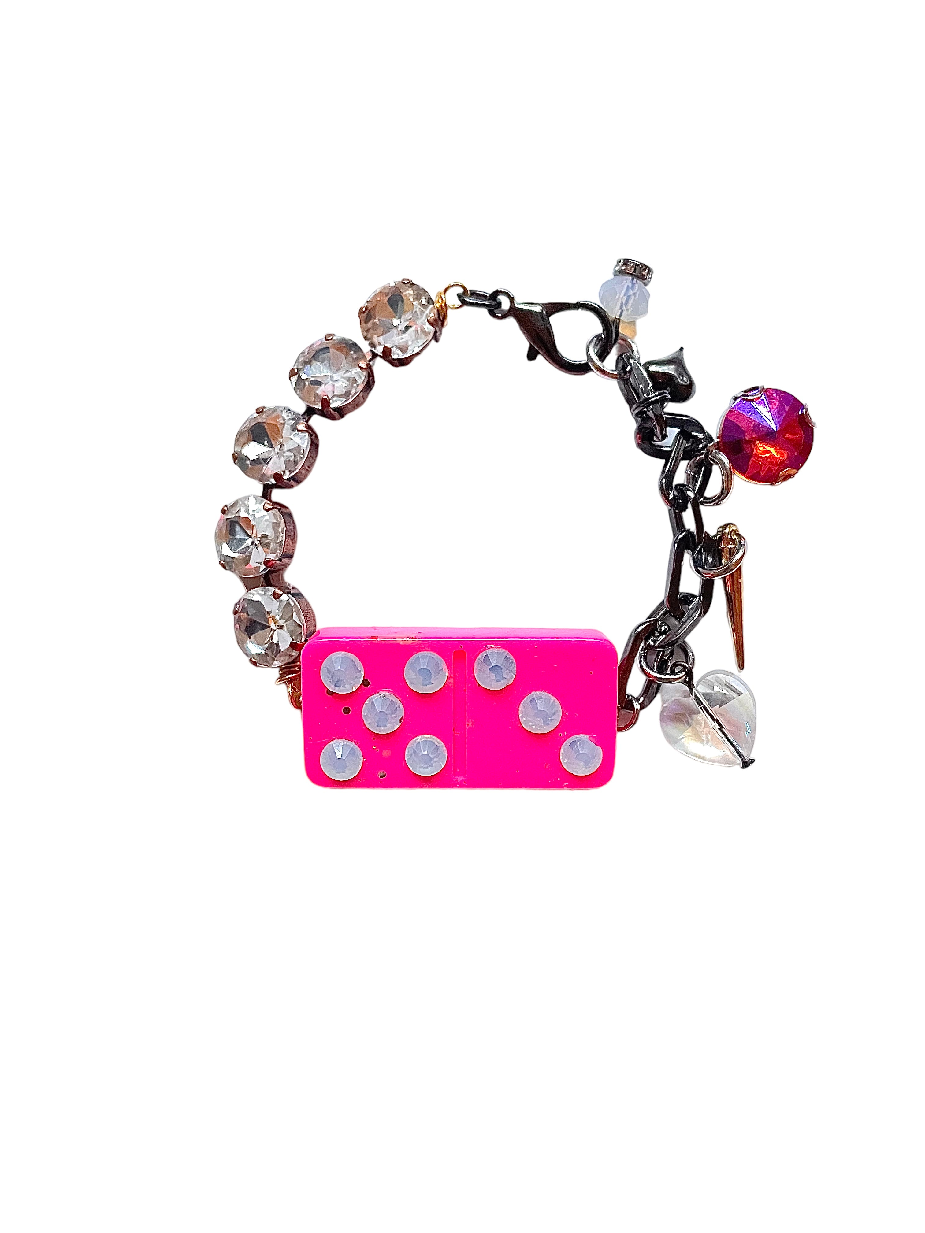 Neon Pink Domino Charm Bracelet image 0
