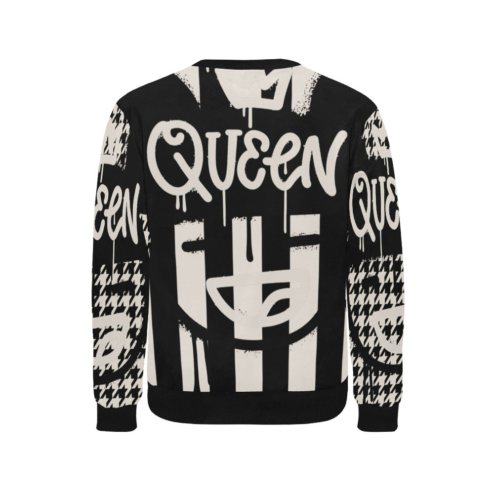 Vauje Black and Cream Queen Striped  Sweatshirt Houndstooth image 1