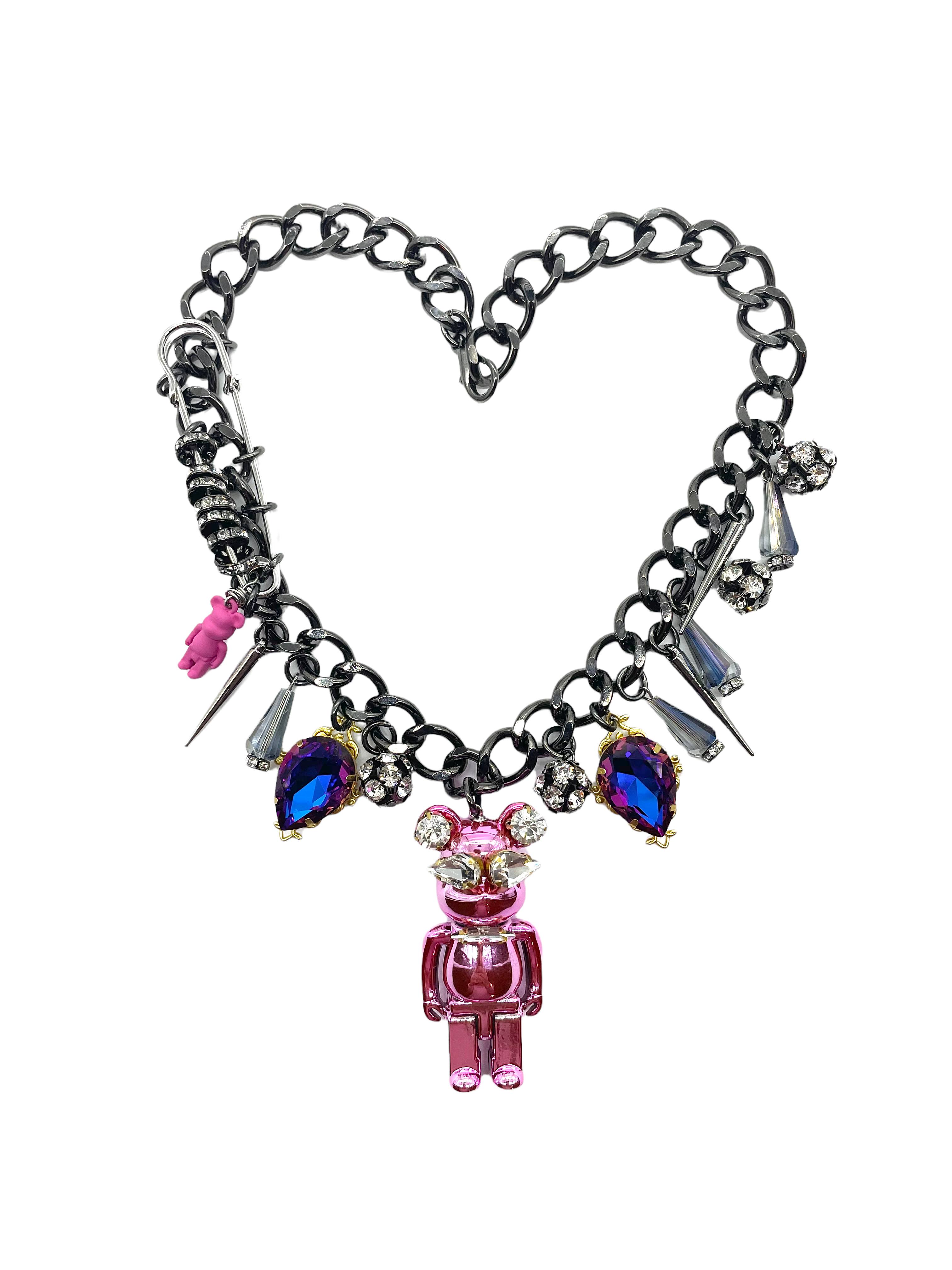 Pink Chrome Bear Necklace image 0