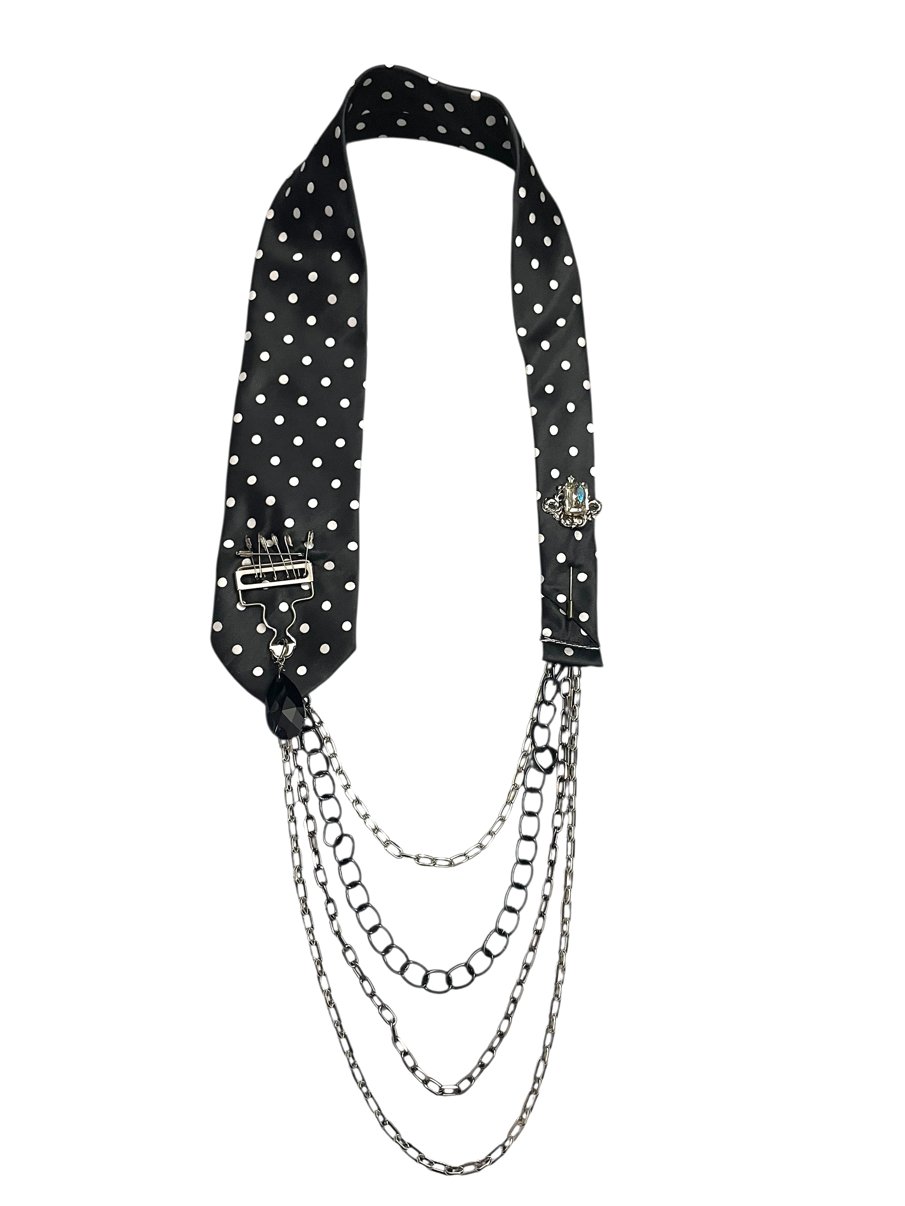 Upcycled Polka Dot Tie Necklace image 0