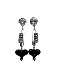 Silver Safety Pin Heart Earrings image 0