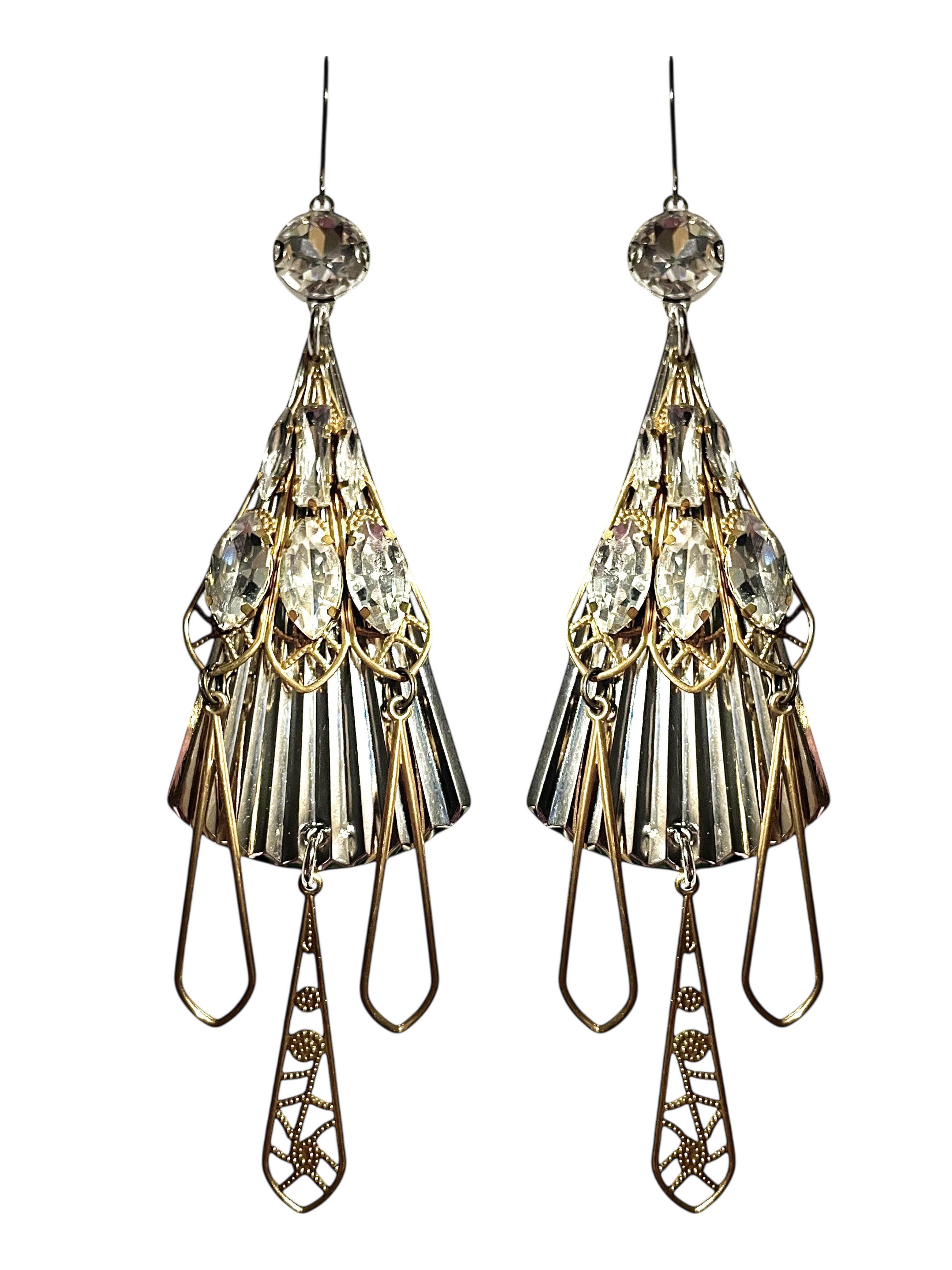 Silver and Gold Fan Earrings image 0