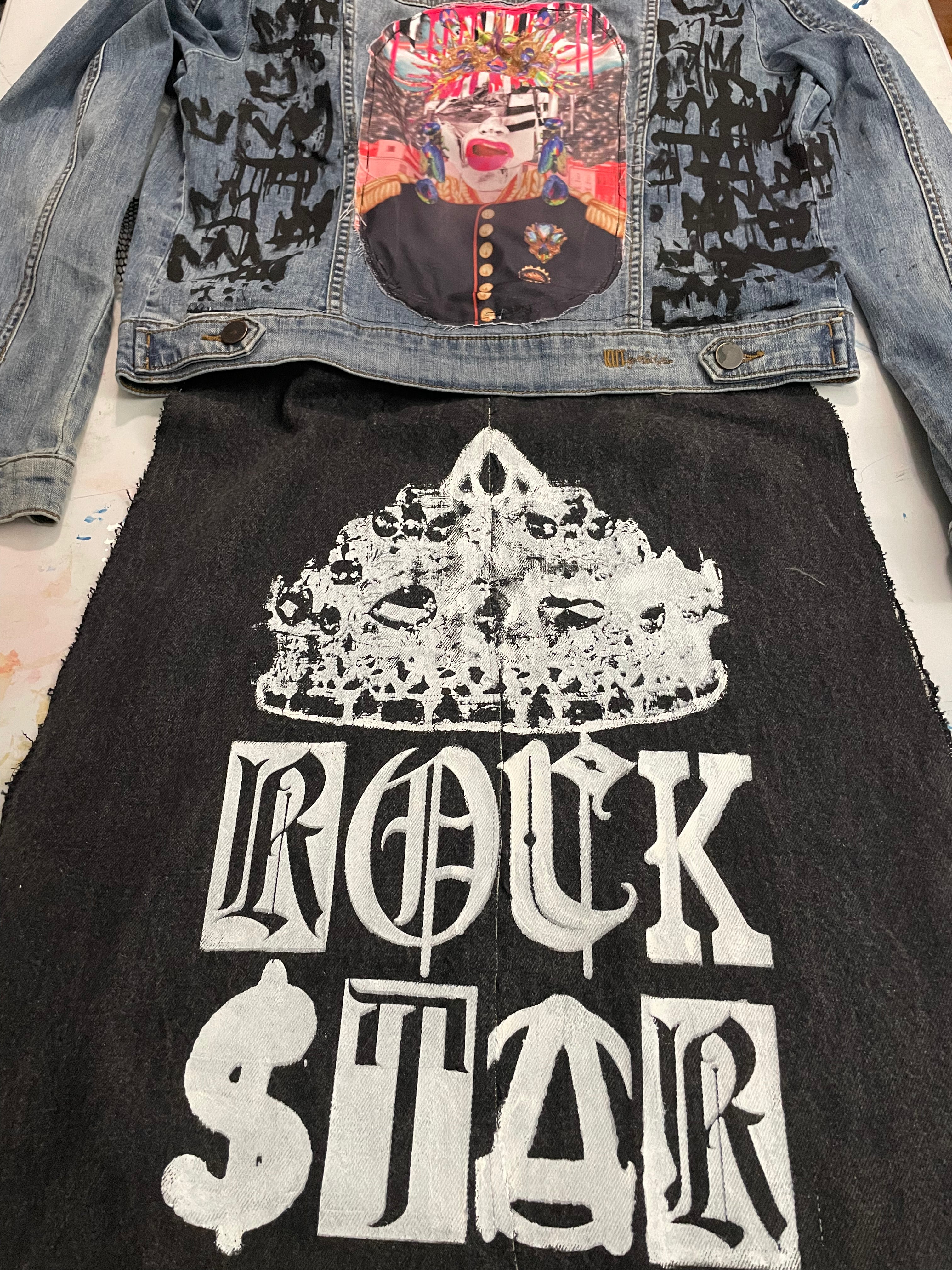 Invasion "Rock Star" Upcycled Denim Jacket