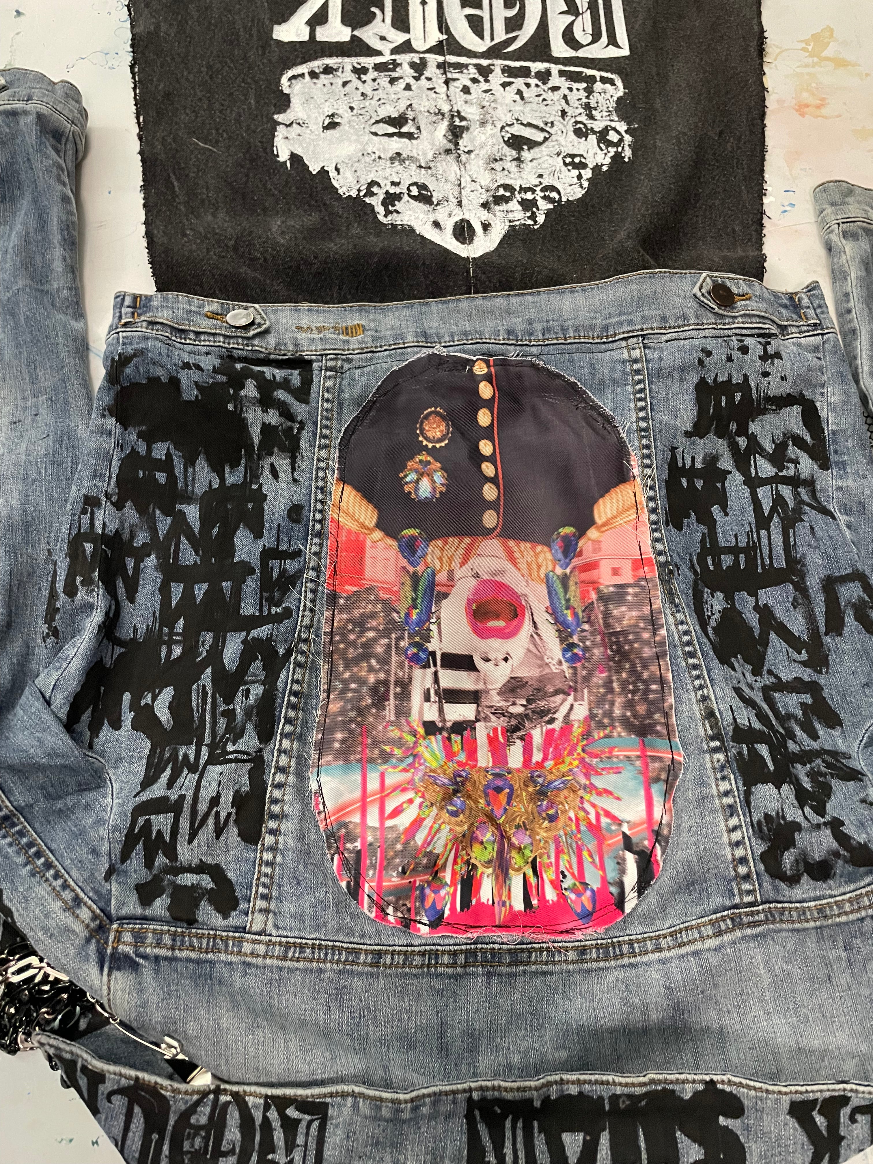 Invasion "Rock Star" Upcycled Denim Jacket