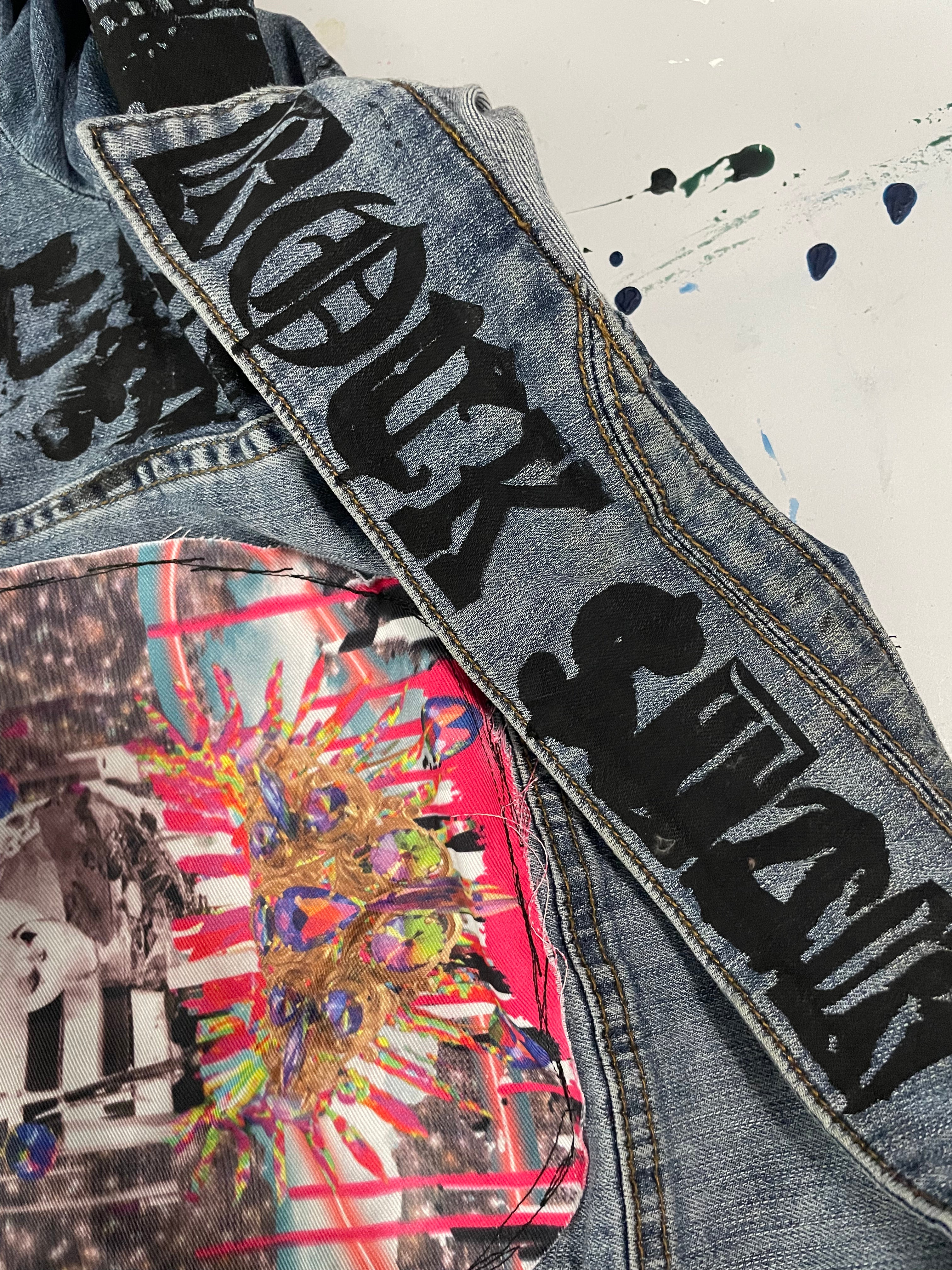 Invasion "Rock Star" Upcycled Denim Jacket