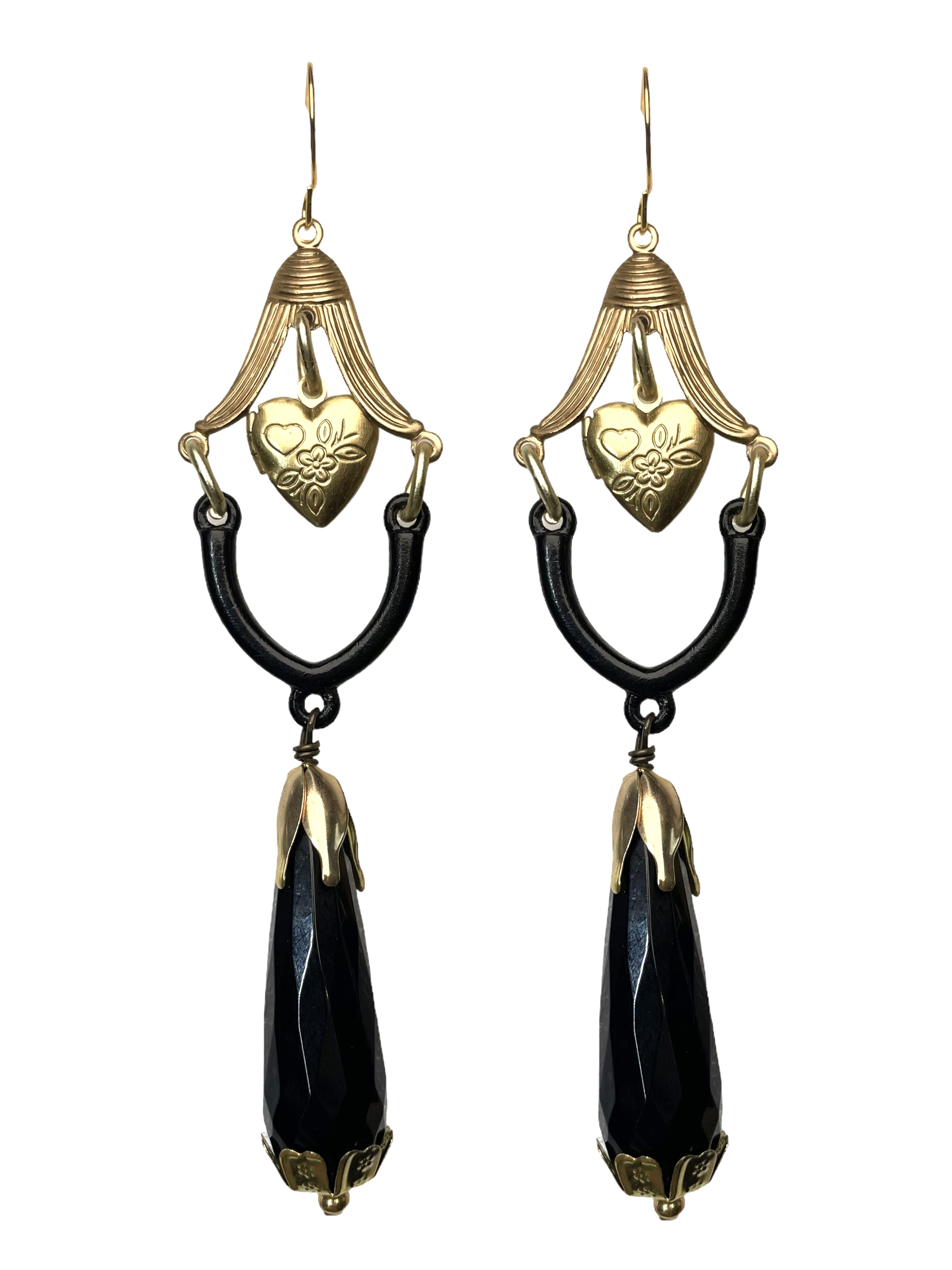 Wishbone Heart Locket Earrings
