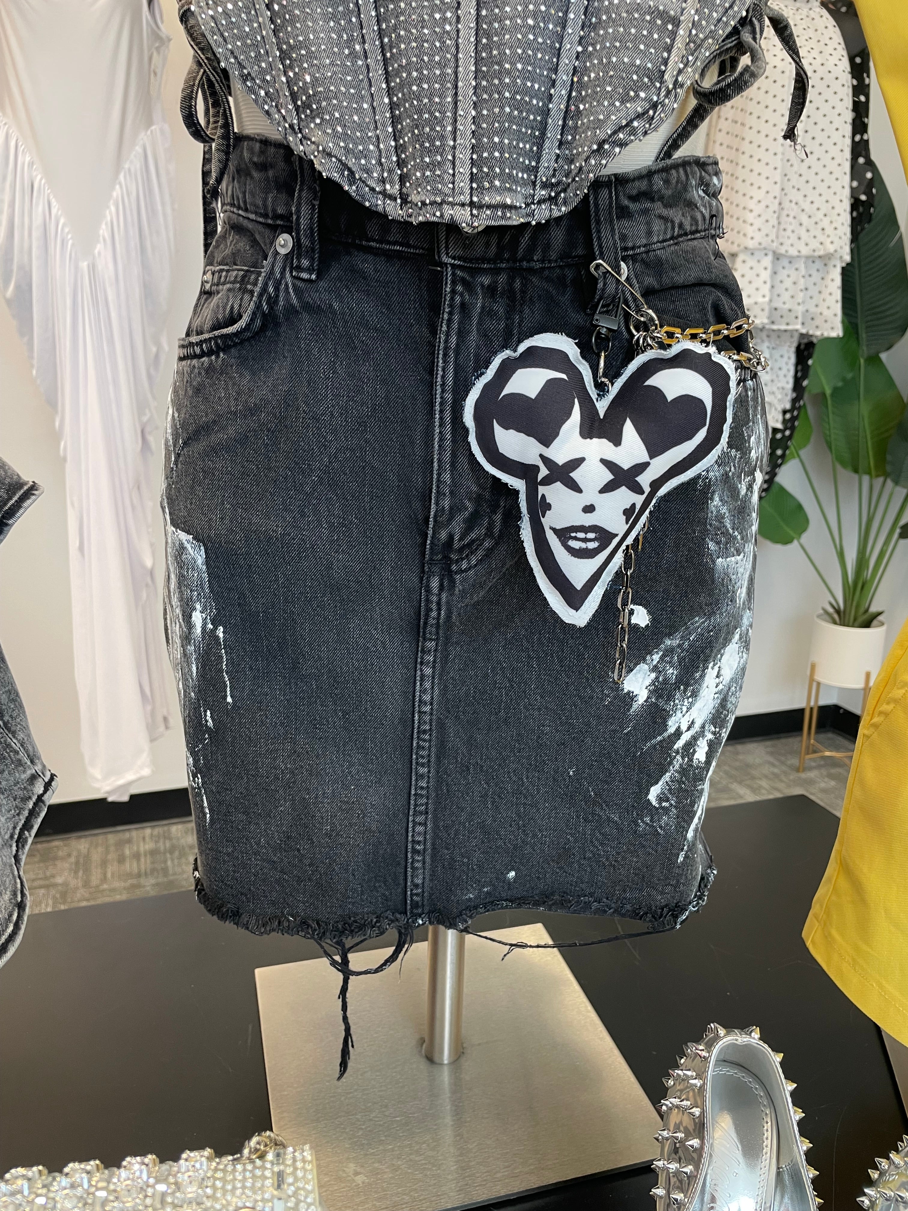 Denim Houndstooth Plushie Splash Skirt