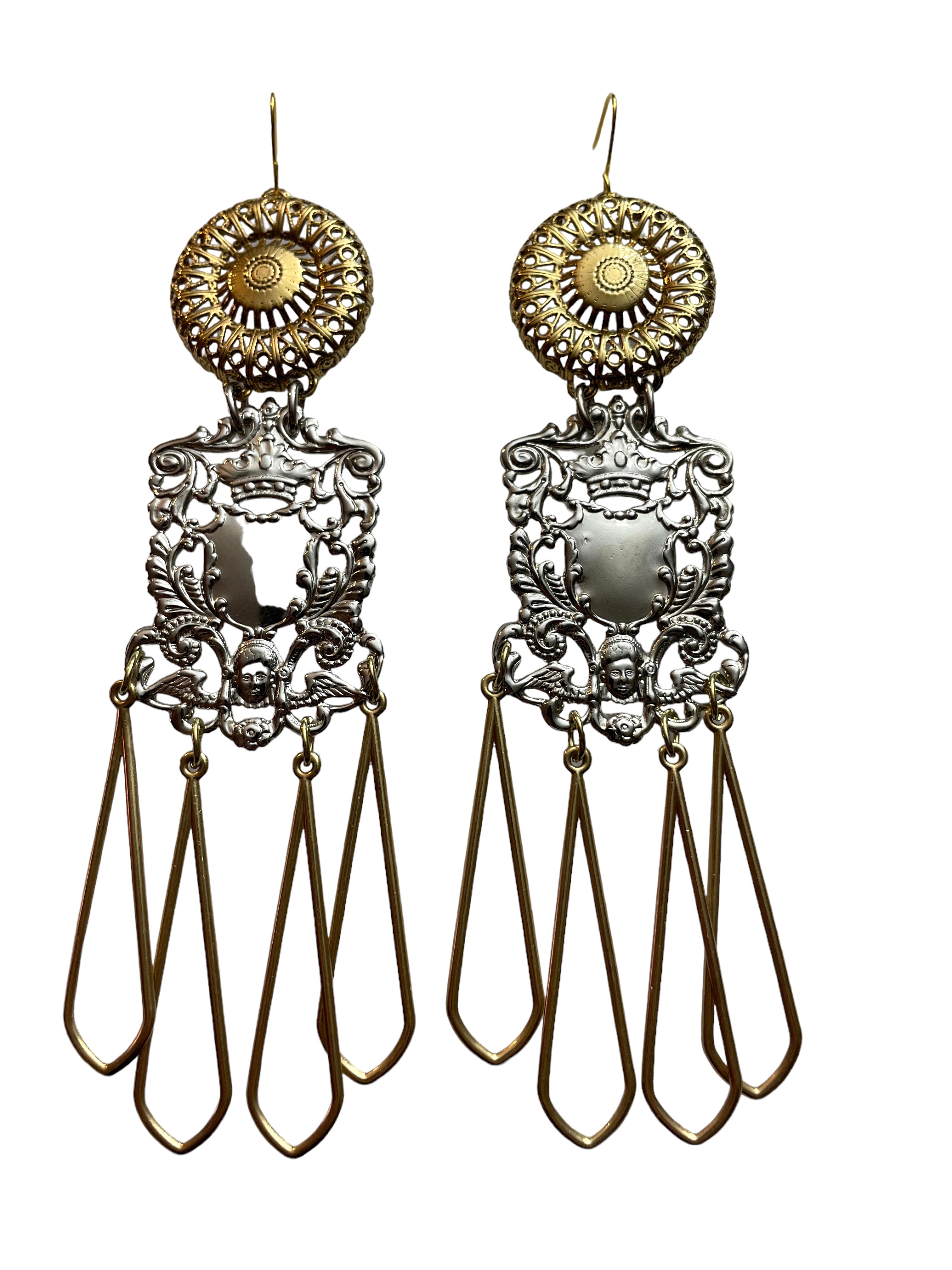 Gold/Silver Shield Earrings