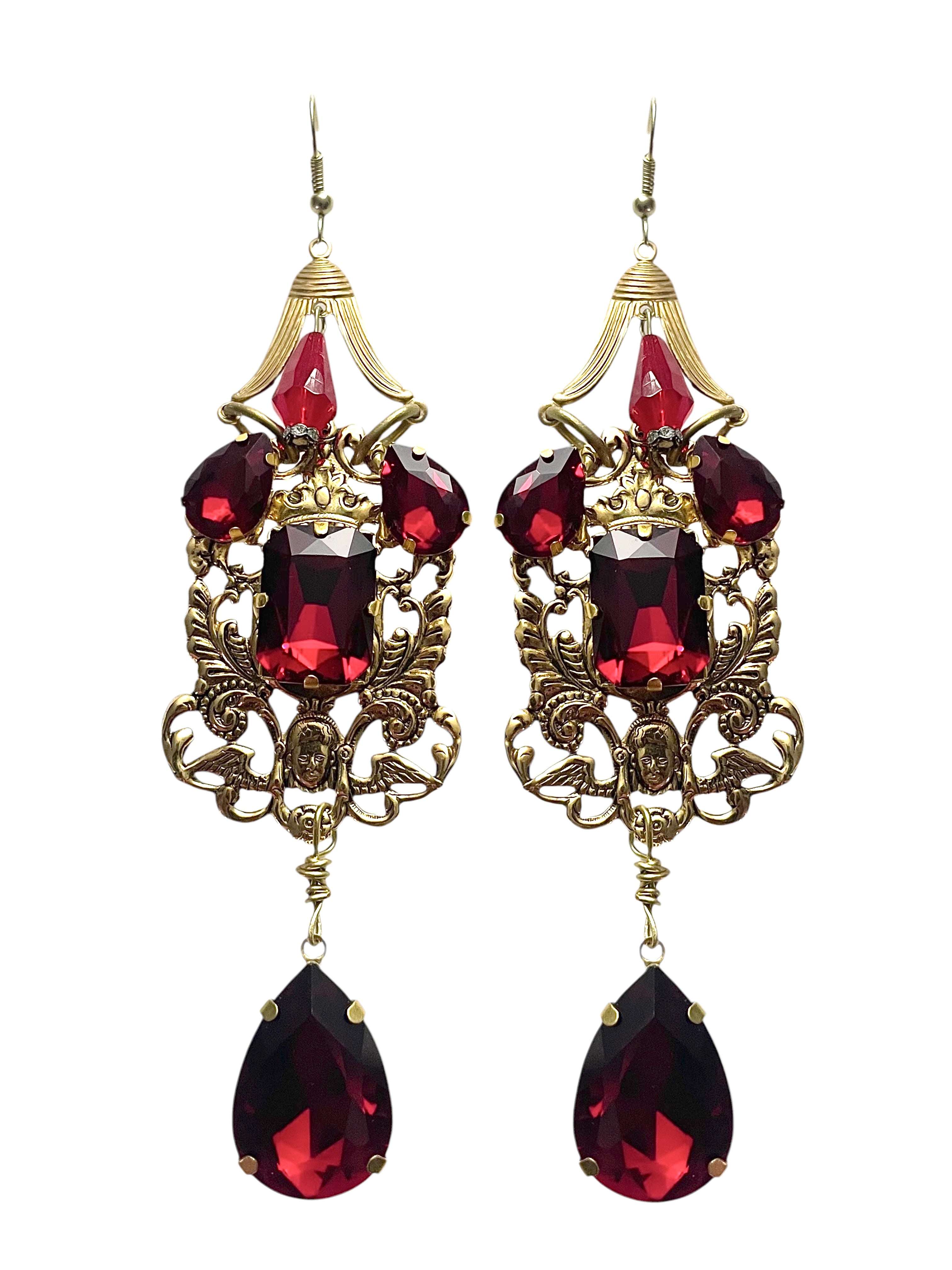 Red Shield Earrings