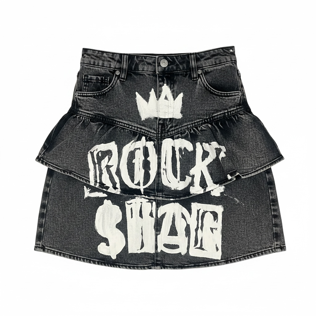 Rock Star Ruffle Denim Skirt