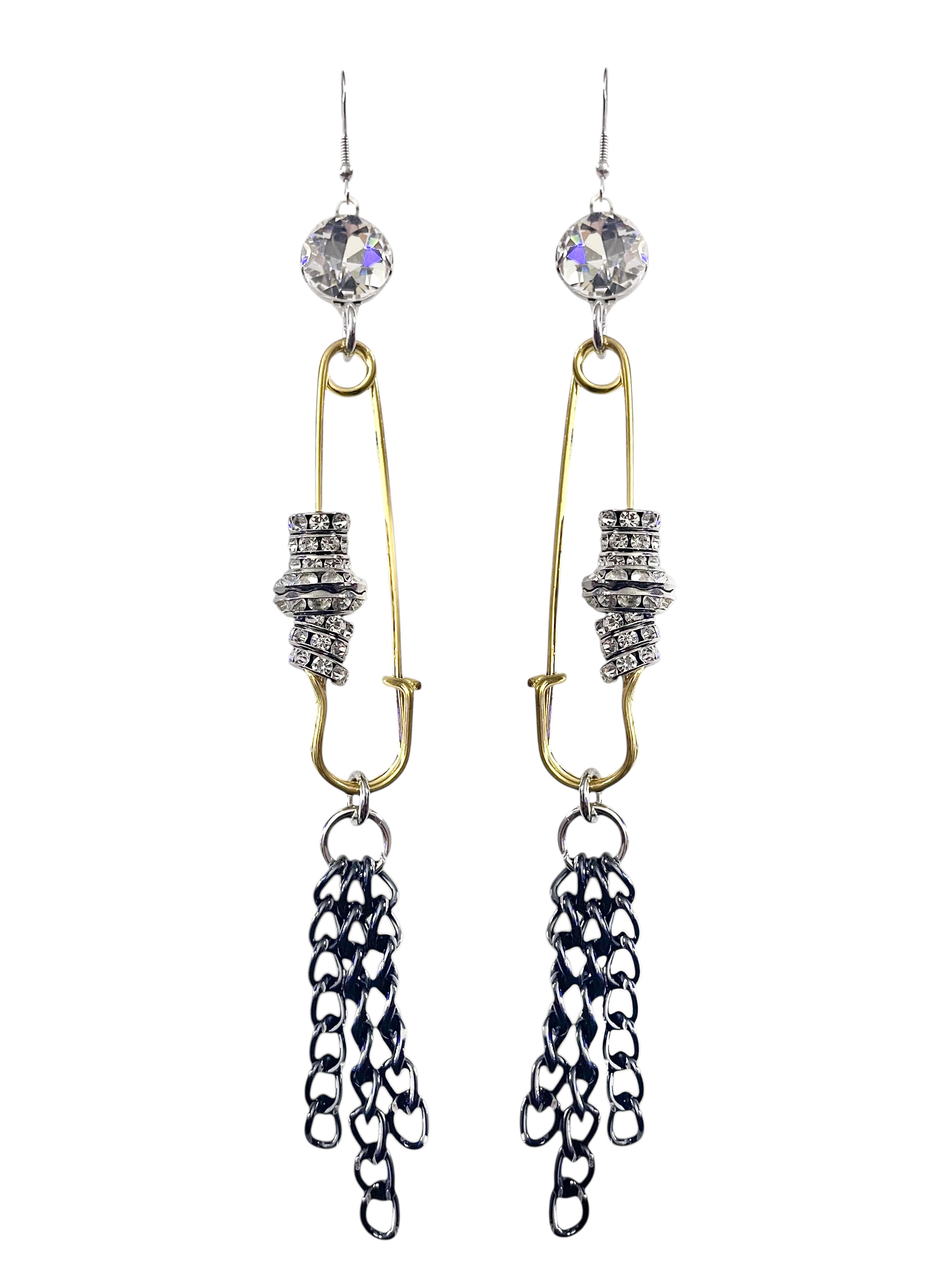 Safety Pin Chain Earrings image 0