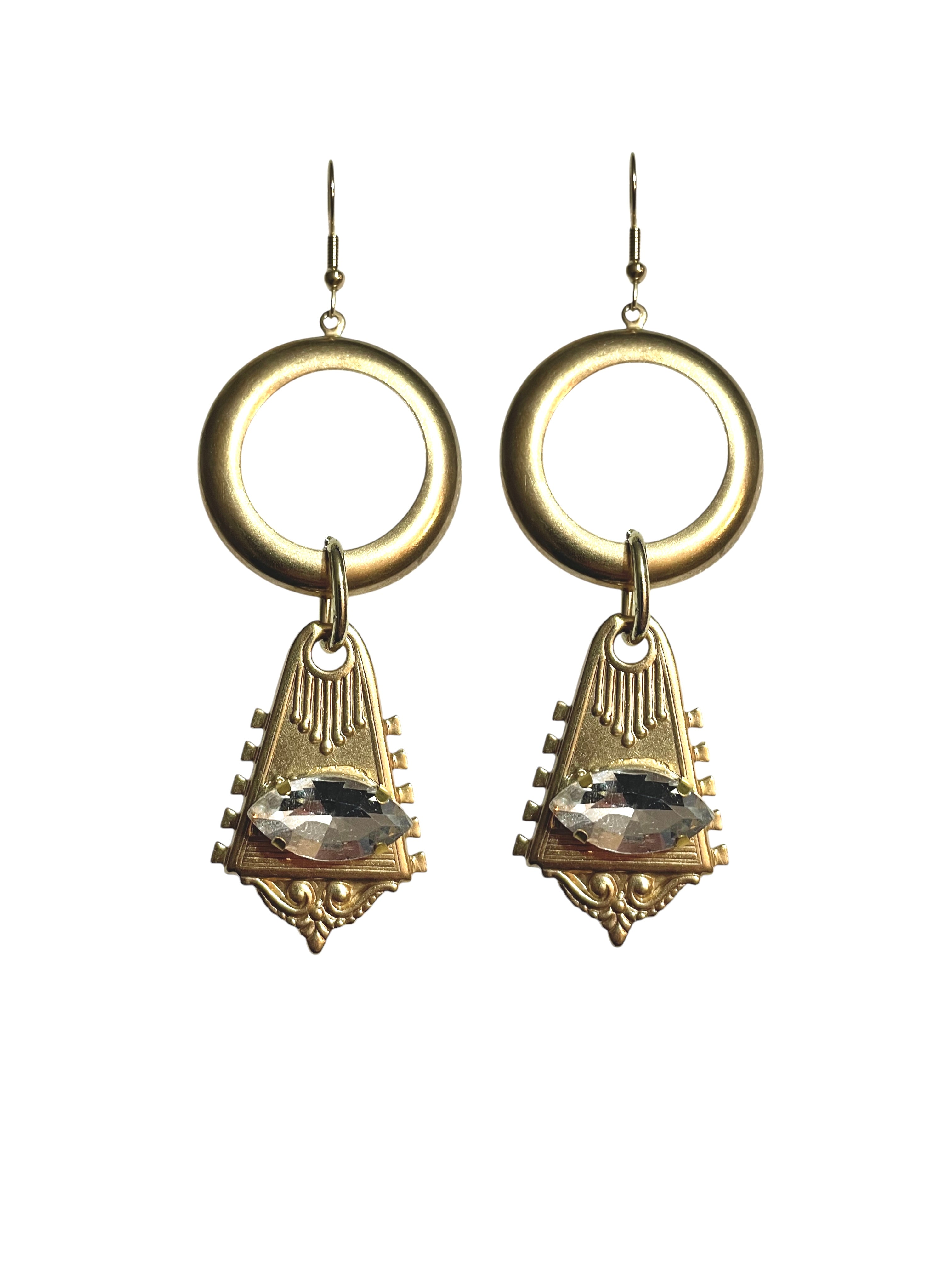 Gold Art Deco Style Earrings image 0