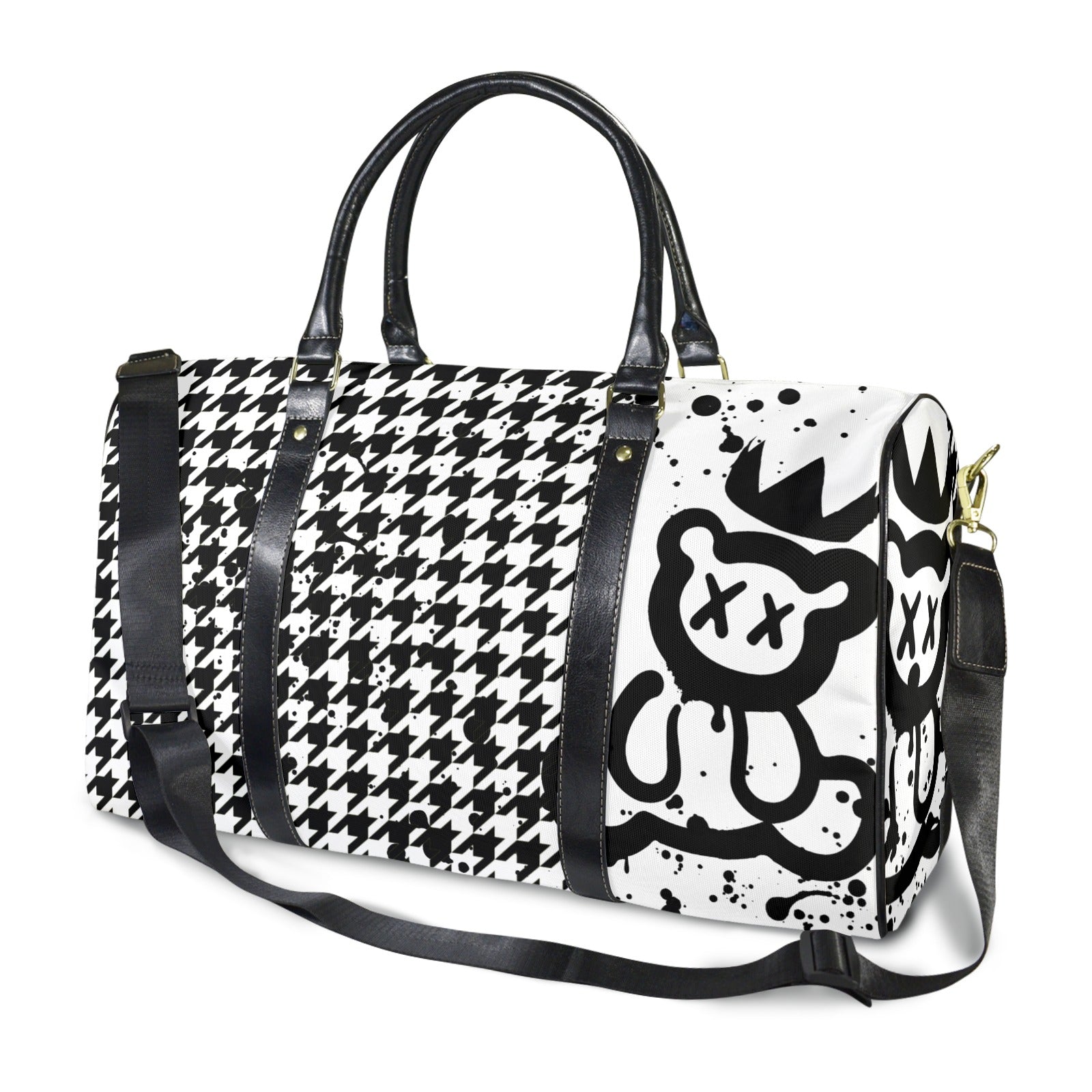 Houndstooth and Bear Duffle Travel Bag image 0