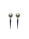 Faux Pearl Spiked Studs with black edgy spikes image 0
