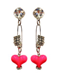 Neon Pink Safety Pin Earrings image 0