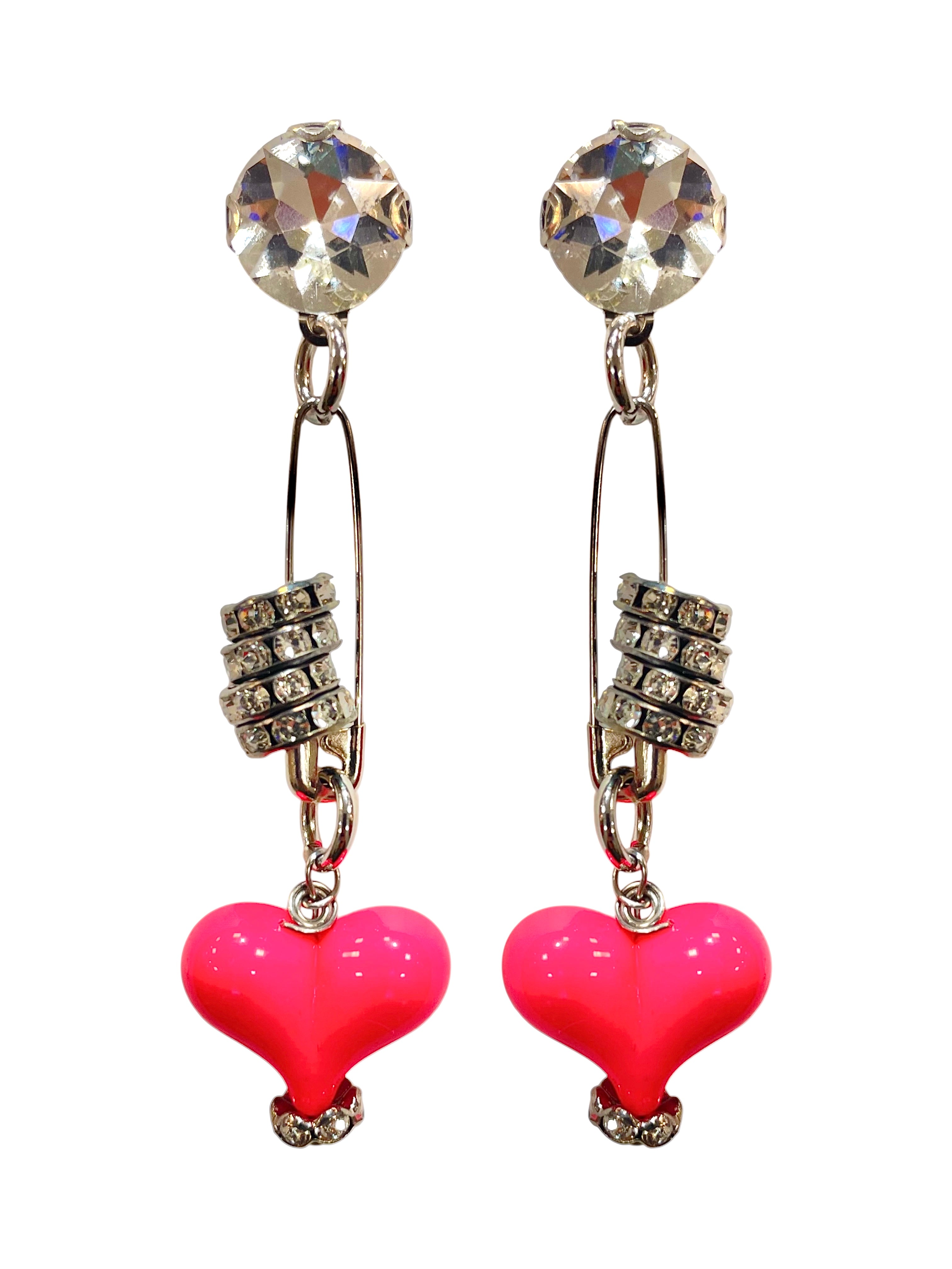 Neon Pink Safety Pin Earrings image 0