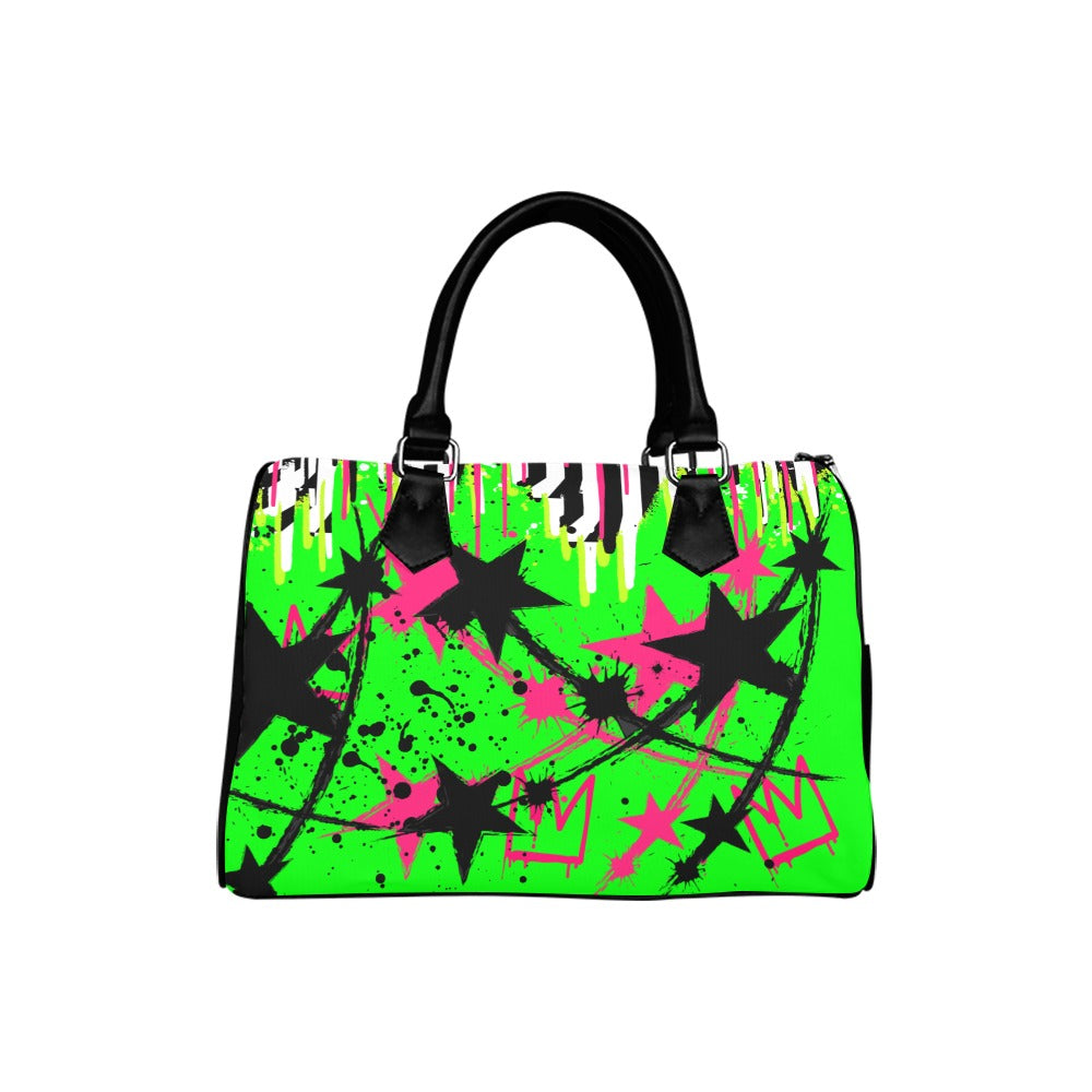 Vauje Neon Green and Pink Rockstar Graffiti Handbag image 1