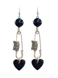 Safety Pin Metal Heart Earrings image 0