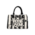 Vauje Black and Cream Striped Rockstar Graffiti Handbag image 0
