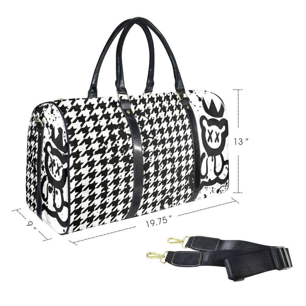 Houndstooth and Bear Duffle Travel Bag image 2
