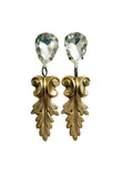 Gold Leaf Rhinestone Drop Earrings image 0