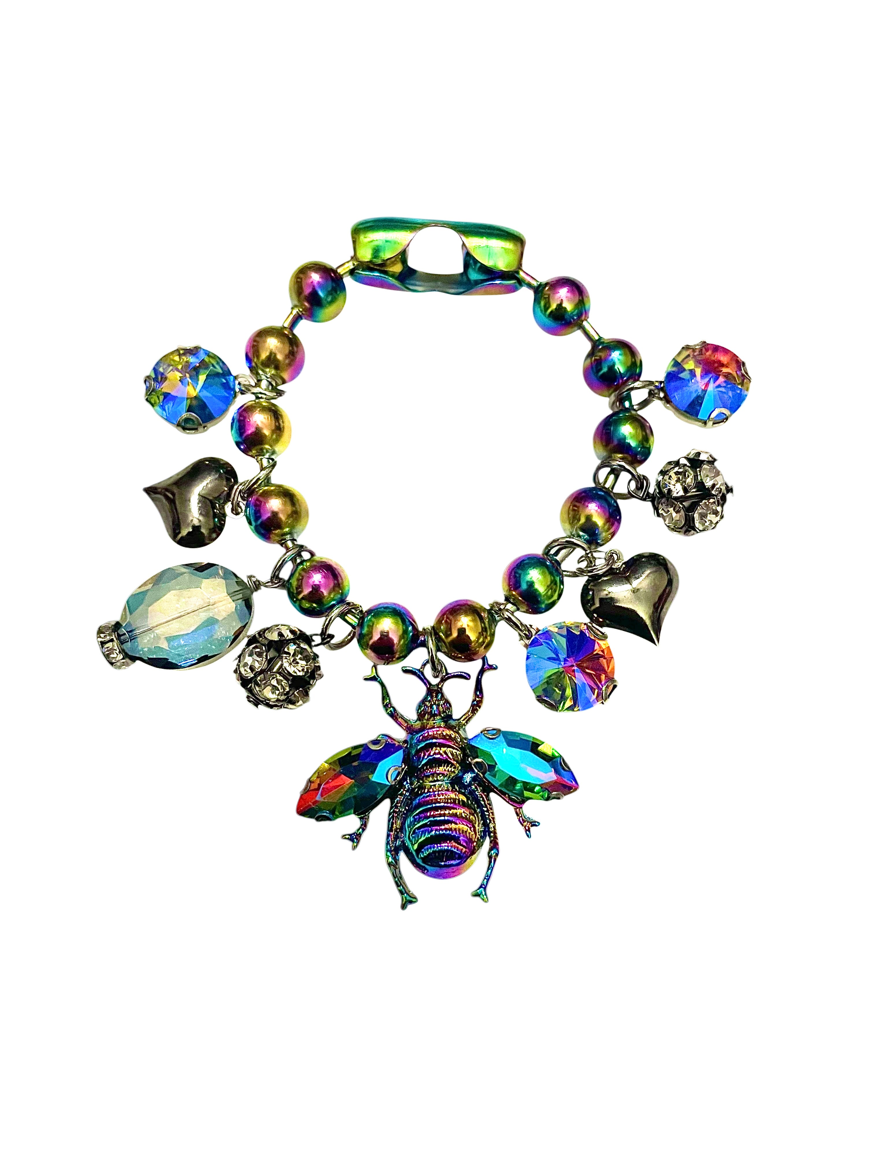Iridescent Rainbow Bee Ball Bracelet image 0