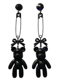 Black Bear Bow Safety Pin Earrings image 0