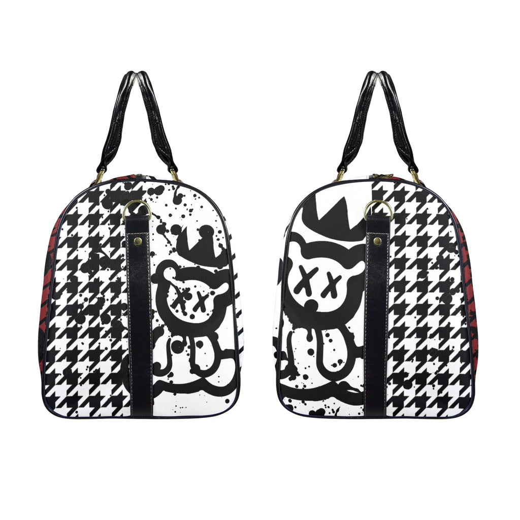 Houndstooth and Bear Duffle Travel Bag image 1