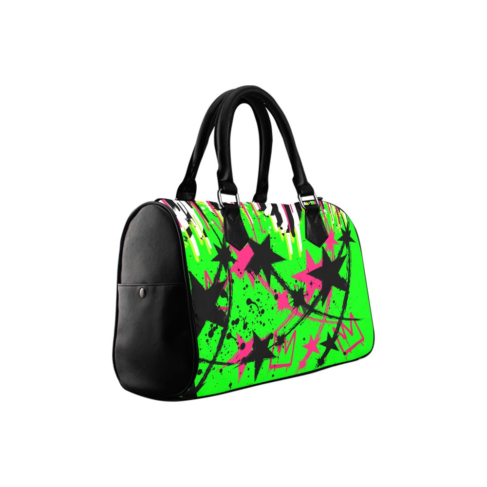 Vauje Neon Green and Pink Rockstar Graffiti Handbag image 4
